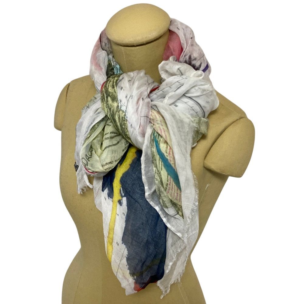 Other Other Faliero Sarti Silk Blend Map Pattern Scarf Textile Scarf DUTY FREE for USA Size ONE SIZE - 5 Thumbnail
