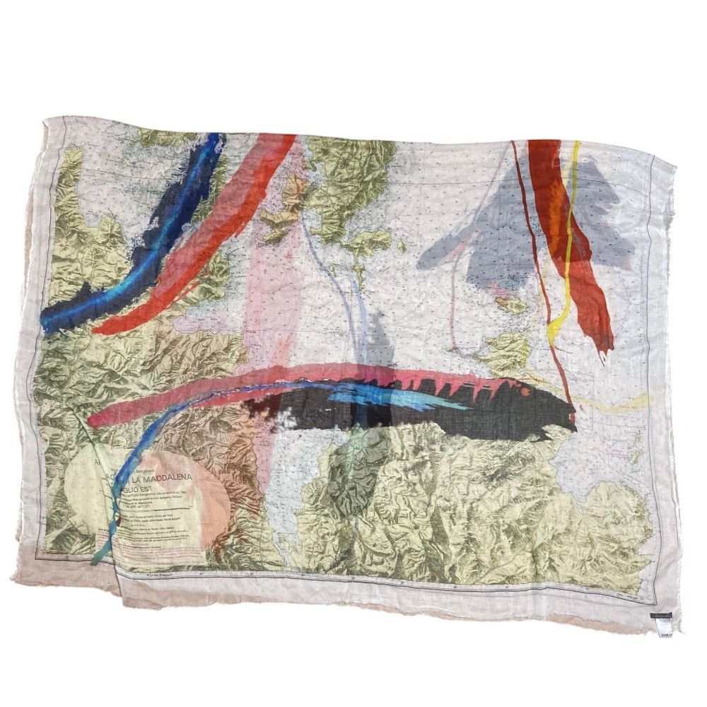 Other Other Faliero Sarti Silk Blend Map Pattern Scarf Textile Scarf DUTY FREE for USA Size ONE SIZE - 2 Thumbnail