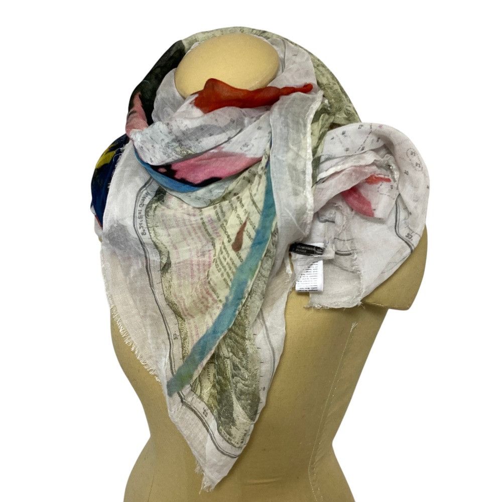 Other Other Faliero Sarti Silk Blend Map Pattern Scarf Textile Scarf DUTY FREE for USA Size ONE SIZE - 4 Thumbnail