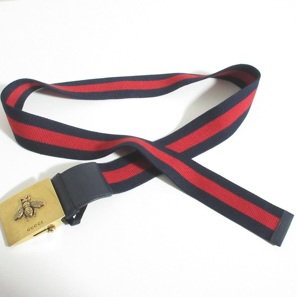 Gucci Gucci Gucci Bee Web Belt Textile Belt 429027 DUTY FREE for USA Size ONE SIZE - 2 Thumbnail