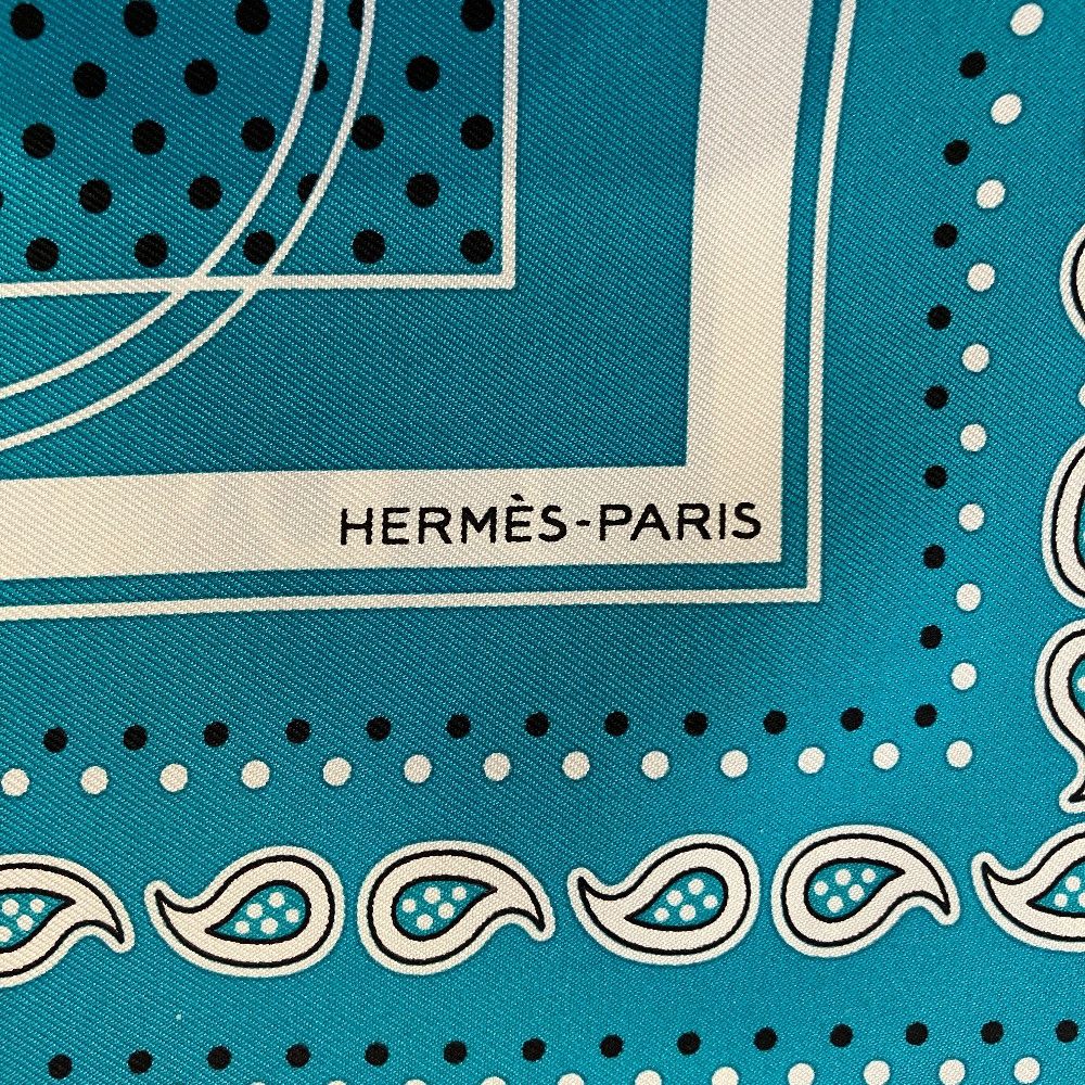 Hermes Hermes Hermes Carre55 Ex-Libris Turquoise Scarf Textile Scarf DUTY FREE for USA Size ONE SIZE - 4 Thumbnail