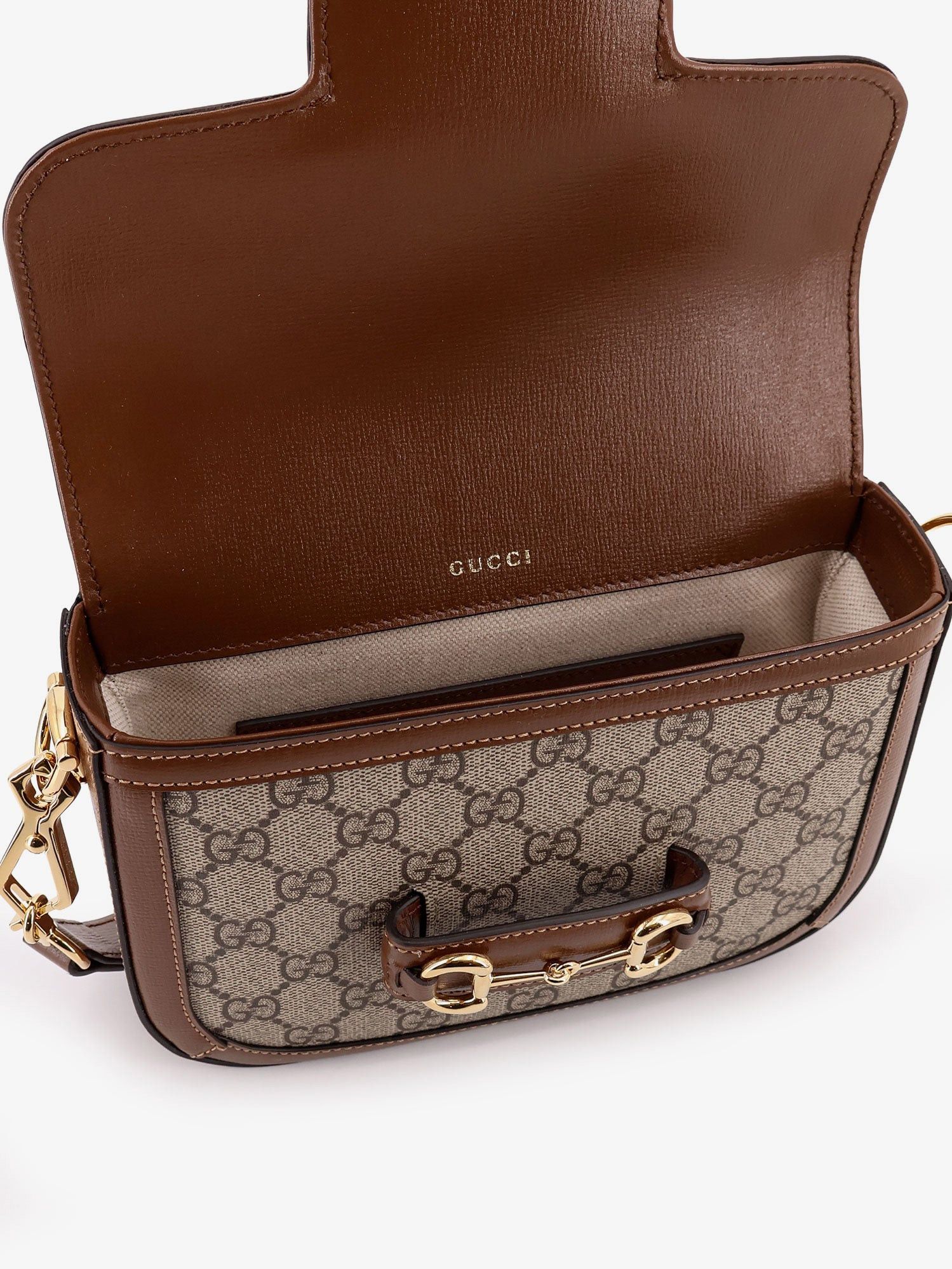 Gucci Coated Canvas Gucci Horsebit 1955 Crossbody Bag With Gg Supreme Motif Size ONE SIZE - 5 Thumbnail