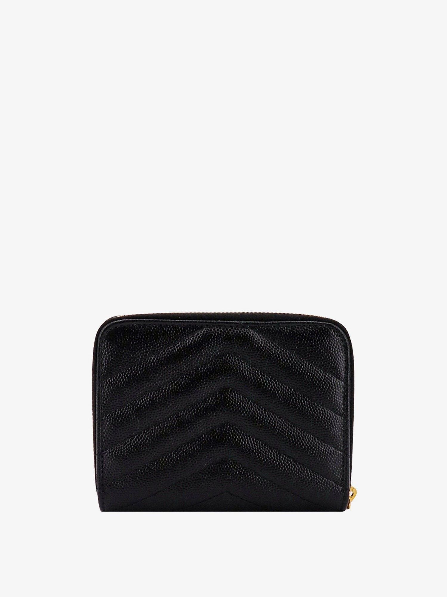 Saint Laurent Paris Quilted Leather Wallet With Metal Cassandre Logo Size ONE SIZE - 2 Thumbnail