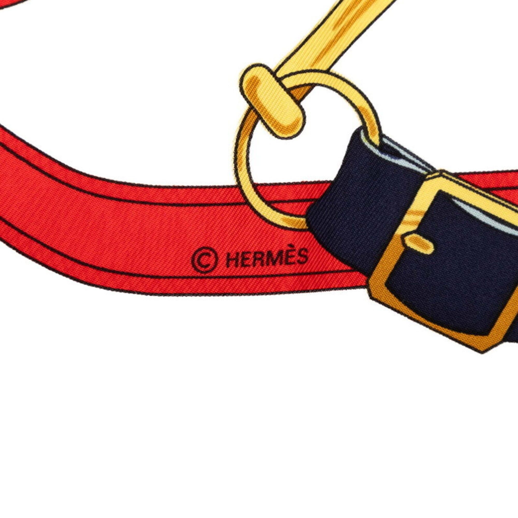 Hermes Hermes Carre 90 Eperon d’or (Golden Spur) Scarf/Muffler, Navy Multicolor Silk, Women's. Size ONE SIZE - 5 Thumbnail