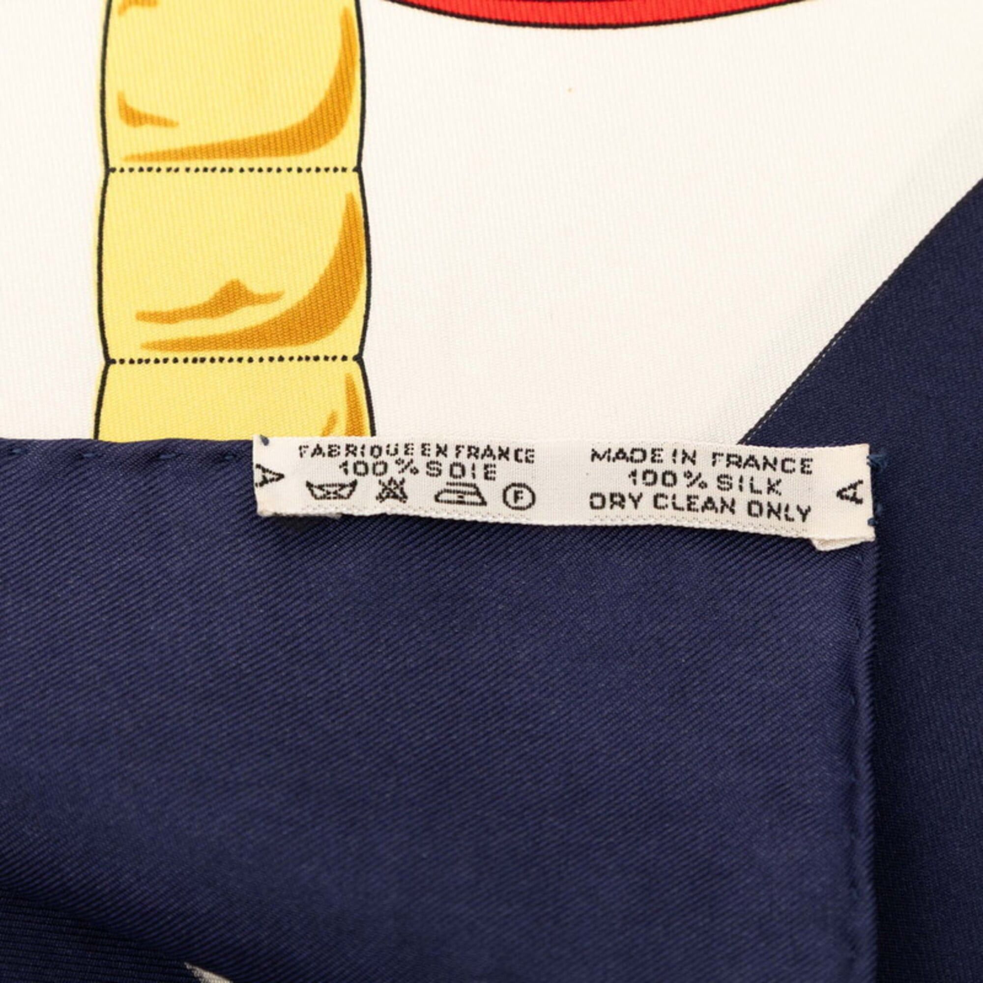 Hermes Hermes Carre 90 Eperon d’or (Golden Spur) Scarf/Muffler, Navy Multicolor Silk, Women's. Size ONE SIZE - 7 Thumbnail