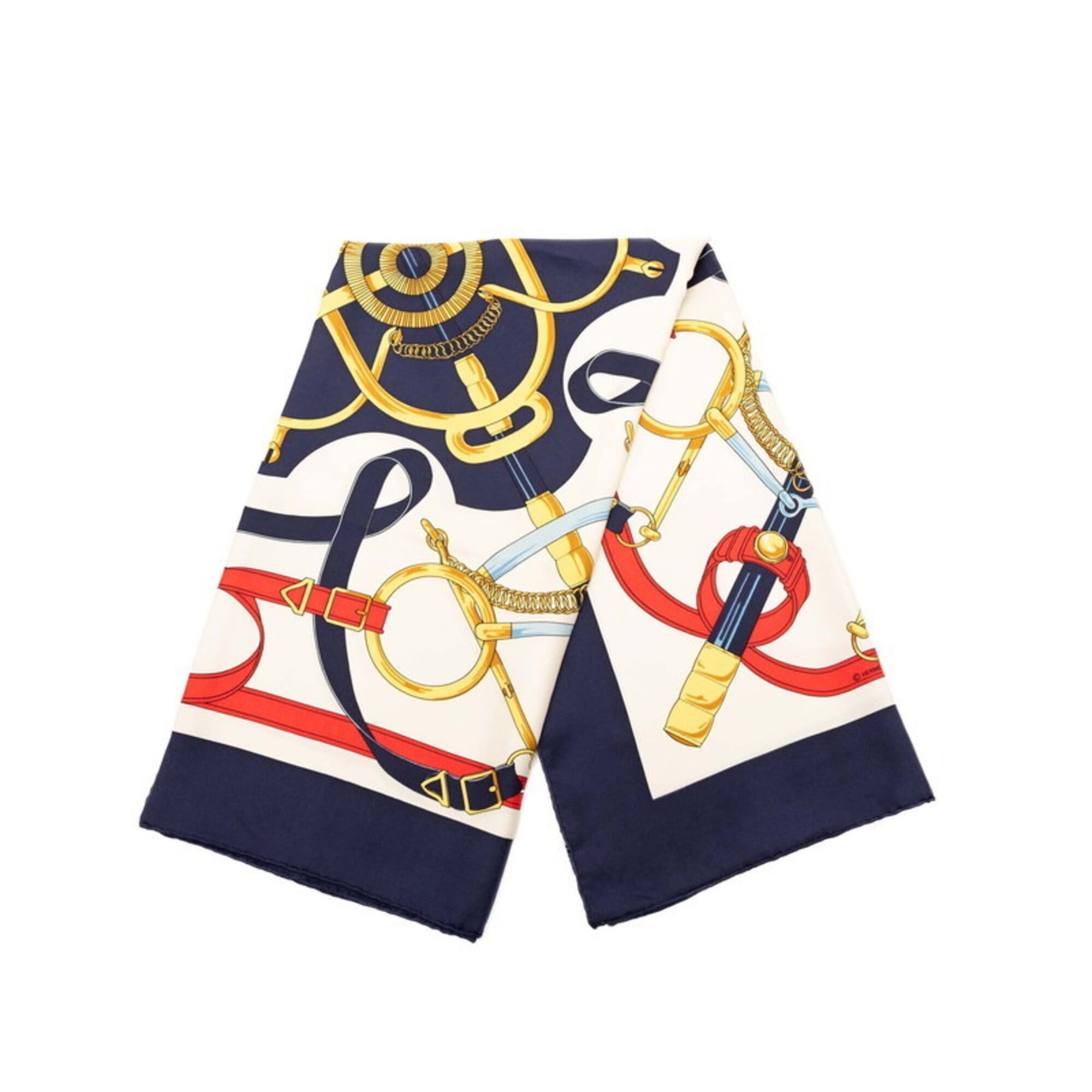 Hermes Hermes Carre 90 Eperon d’or (Golden Spur) Scarf/Muffler, Navy Multicolor Silk, Women's. Size ONE SIZE - 2 Thumbnail