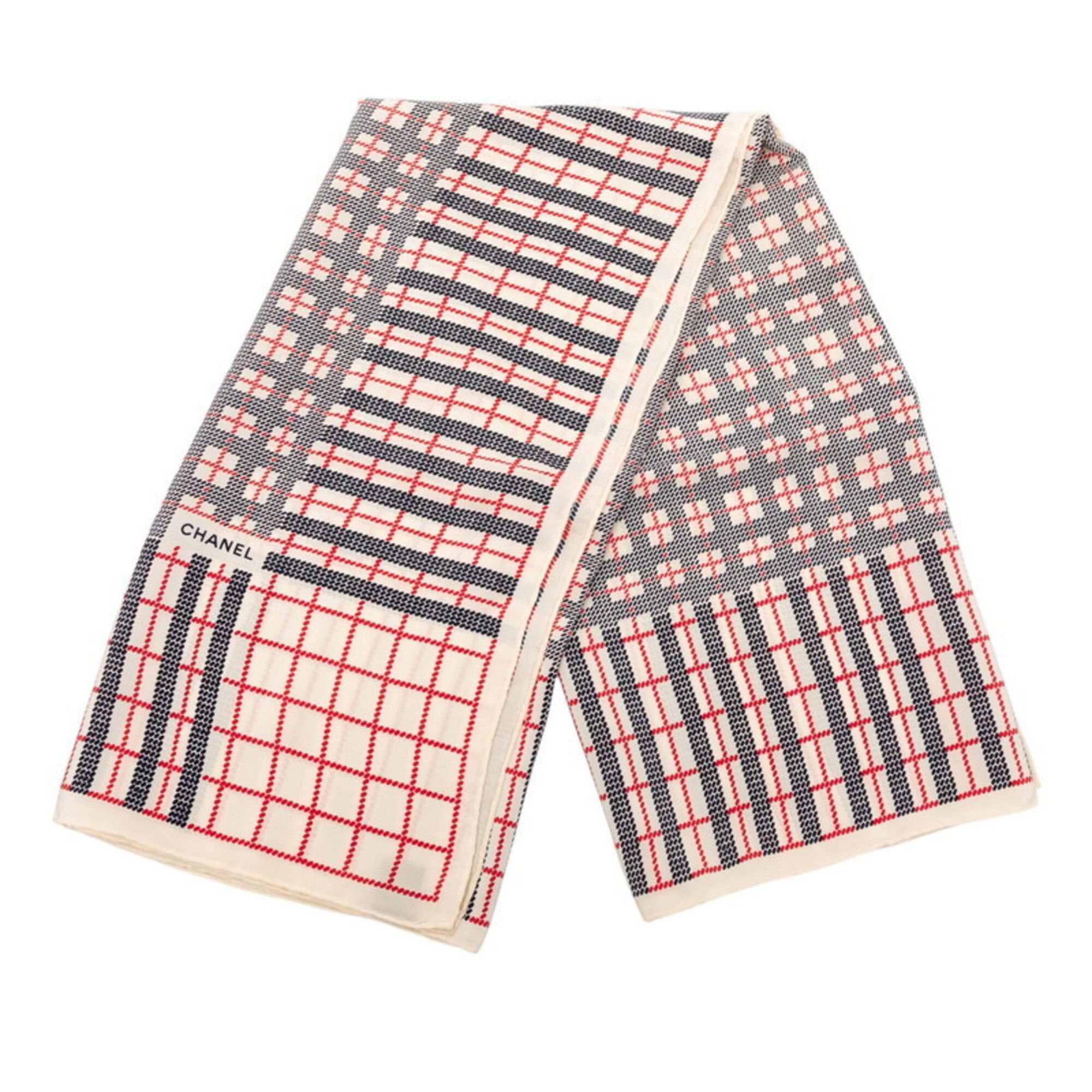 Chanel Chanel Scarf Muffler Beige Multicolor Silk Women's CHANEL Size ONE SIZE - 2 Thumbnail