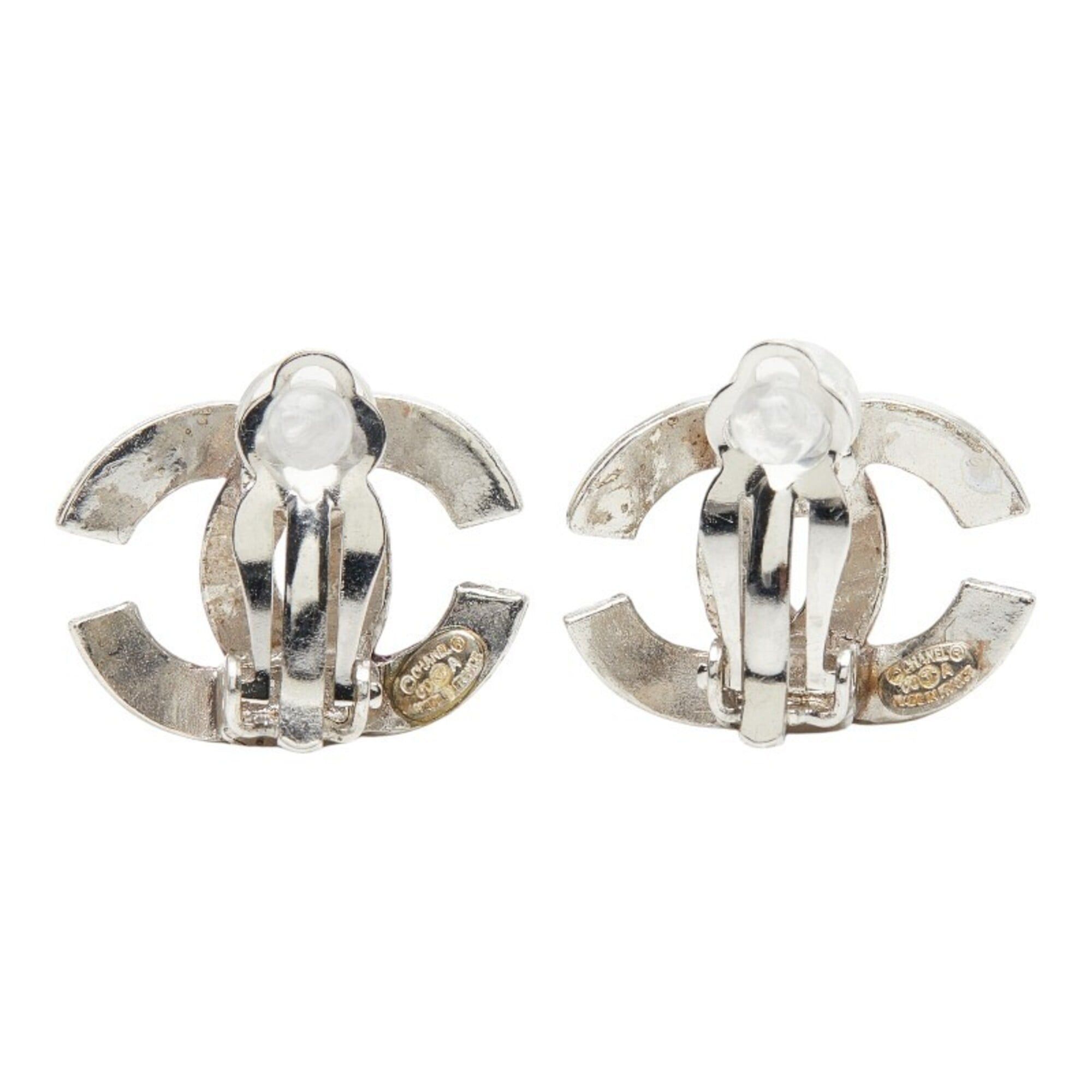 Chanel Chanel Coco Mark Logo Earrings, 00A Engraving, Silver Metal, Women's CHANEL Size ONE SIZE - 3 Thumbnail