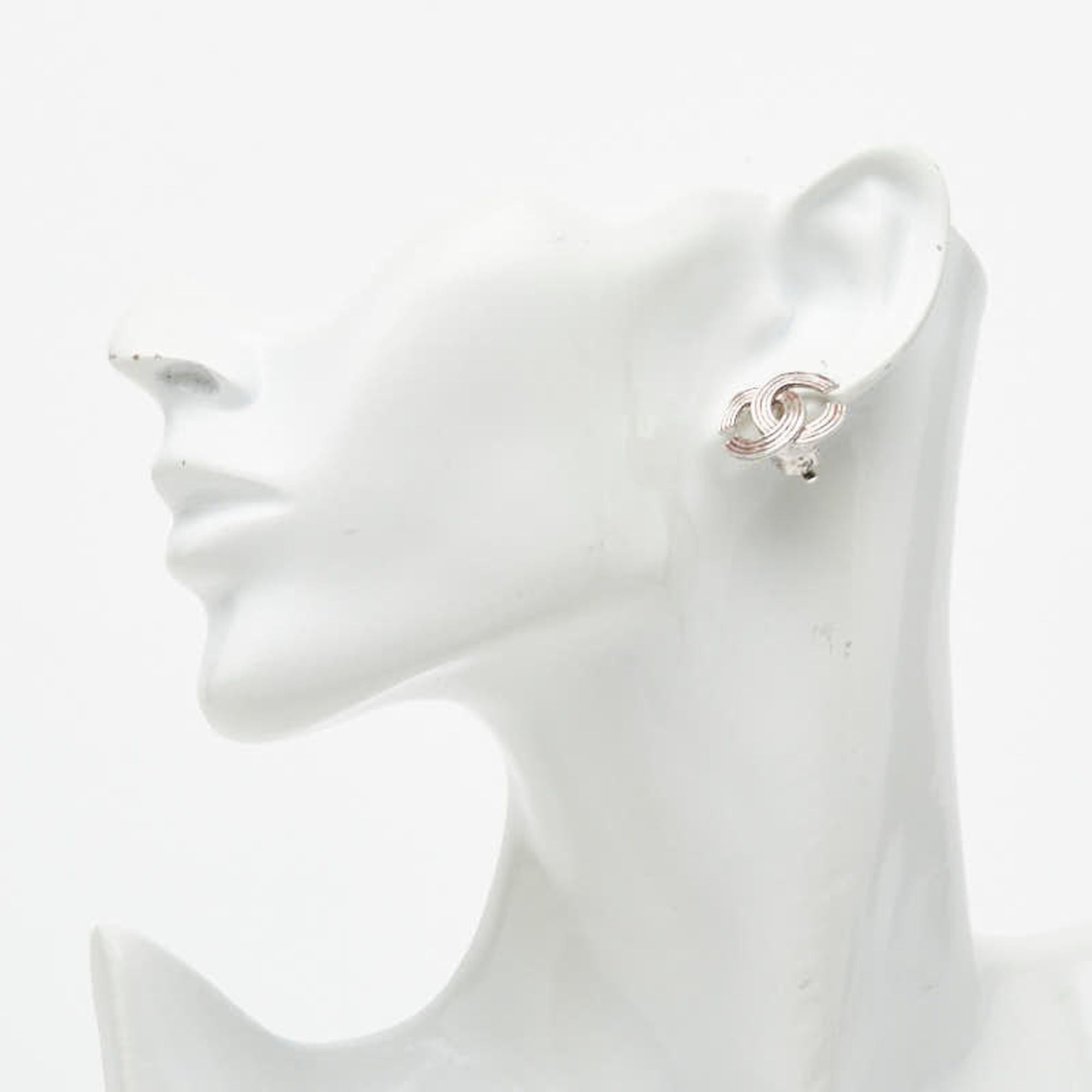 Chanel Chanel Coco Mark Logo Earrings, 00A Engraving, Silver Metal, Women's CHANEL Size ONE SIZE - 5 Thumbnail