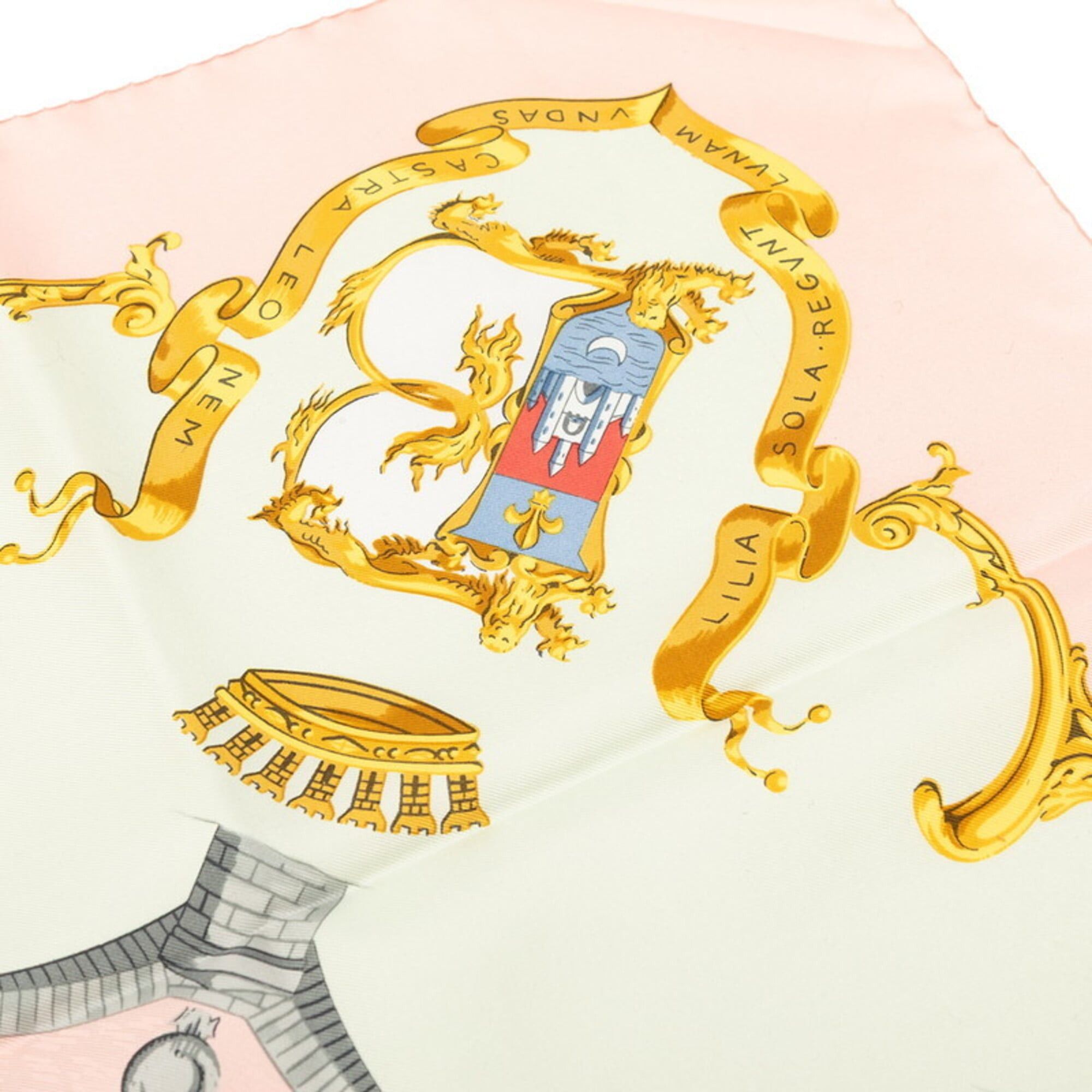 Hermes Hermes Carre 90 Bordeaux Porte Oceane (City Entrance) Scarf/Muffler, Pink Multicolor Silk, Women's HERMES Size ONE SIZE - 5 Thumbnail