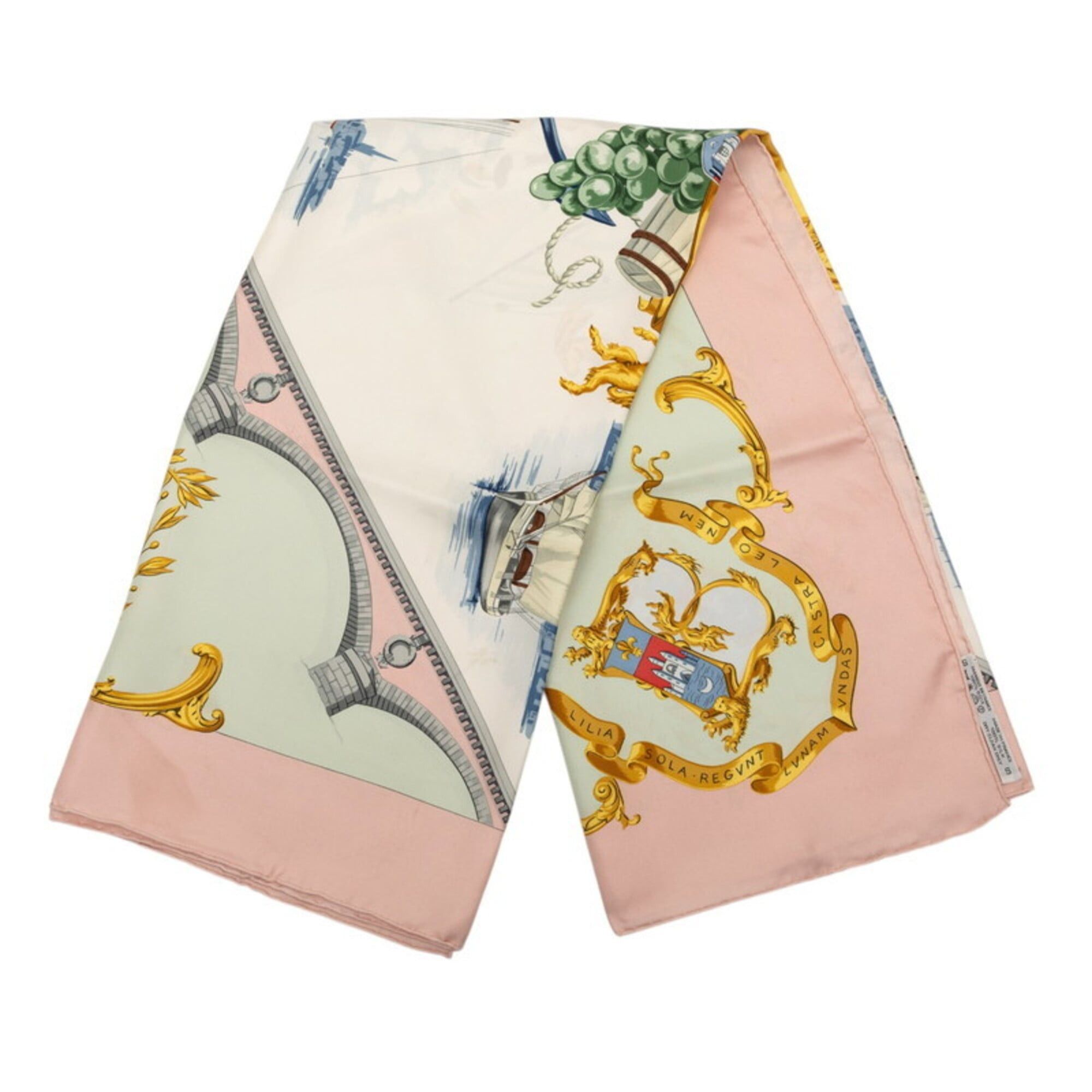 Hermes Hermes Carre 90 Bordeaux Porte Oceane (City Entrance) Scarf/Muffler, Pink Multicolor Silk, Women's HERMES Size ONE SIZE - 2 Thumbnail