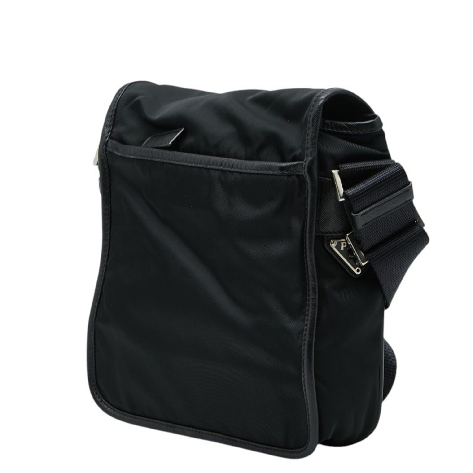 Prada Prada Triangle Logo Plate Crossbody Shoulder Bag, Black Nylon Leather, Women's PRADA Size ONE SIZE - 2 Thumbnail