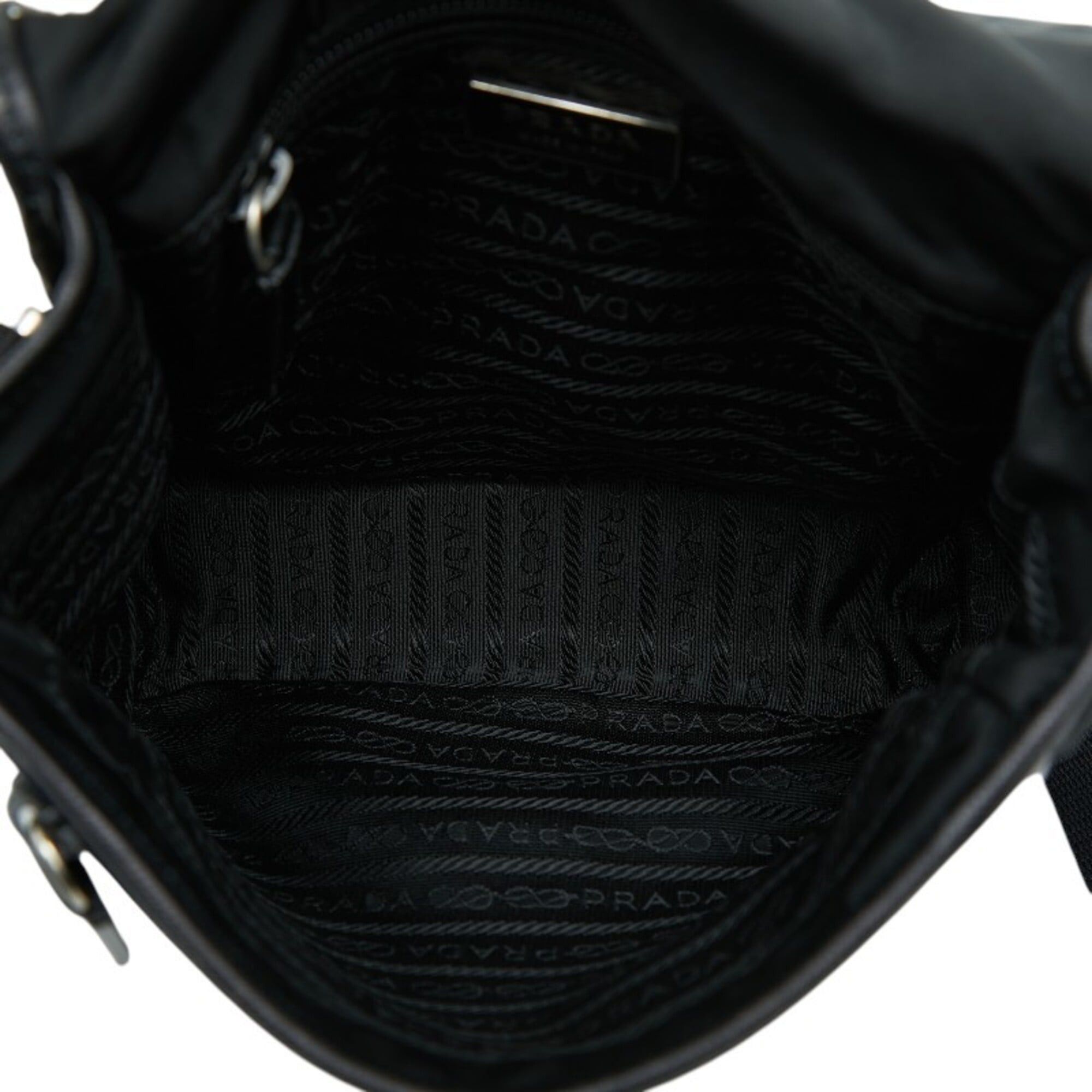 Prada Prada Triangle Logo Plate Crossbody Shoulder Bag, Black Nylon Leather, Women's PRADA Size ONE SIZE - 6 Thumbnail