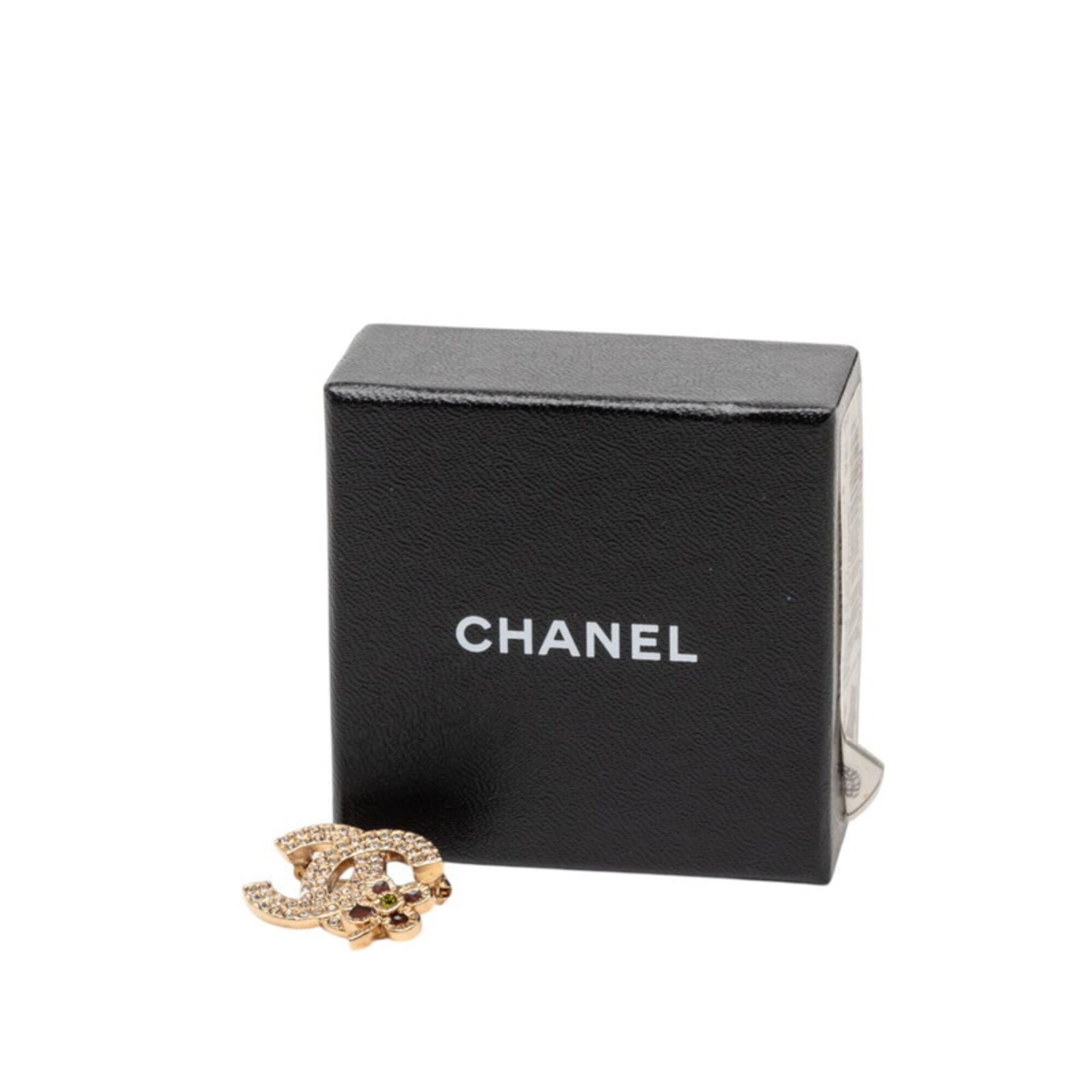 Chanel Chanel Coco Mark Clover Brooch, Gold Rhinestone Plated, Women's CHANEL Size ONE SIZE - 4 Thumbnail