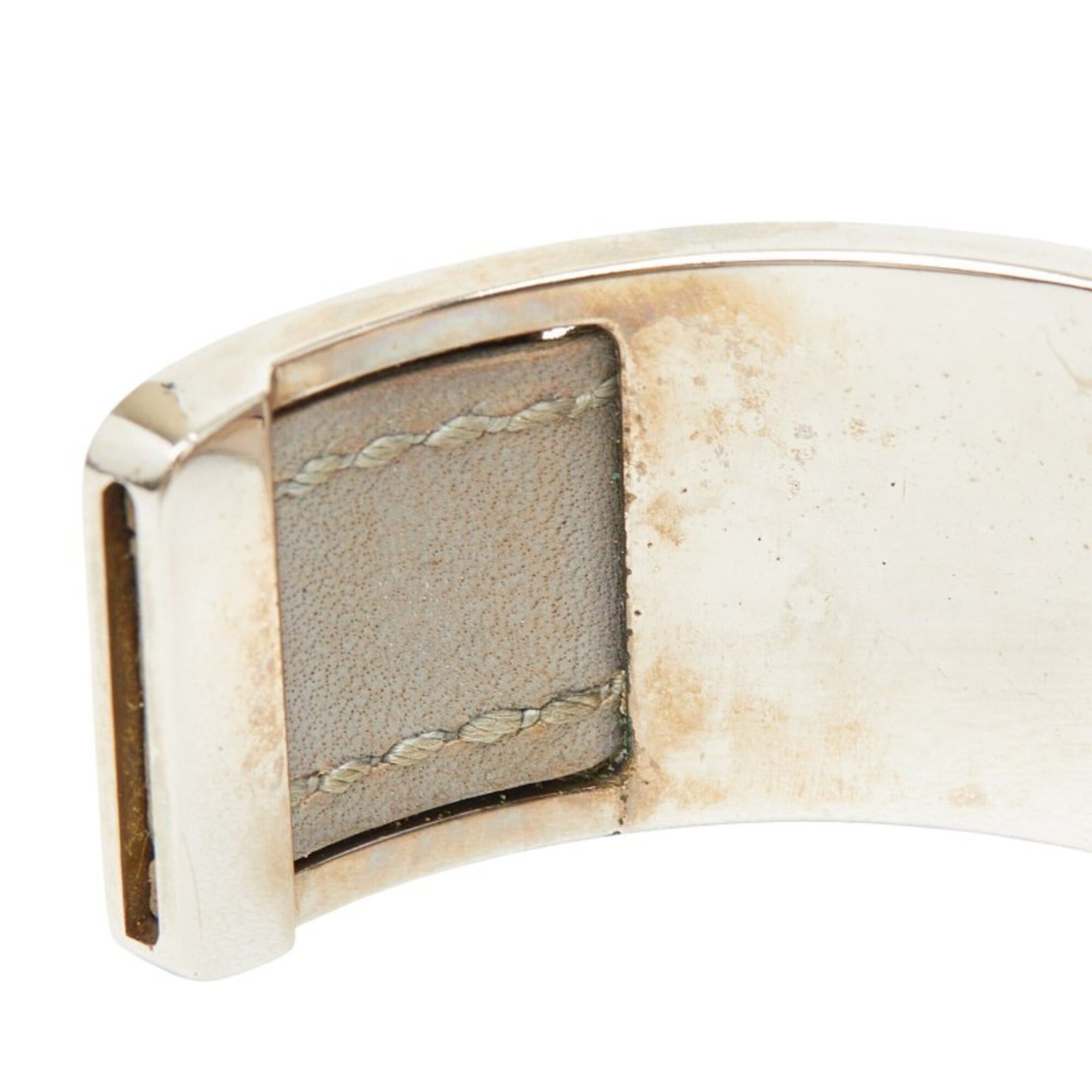 Hermes Hermes Bangle, Silver, Gray Metal, Leather, Women's Size ONE SIZE - 4 Thumbnail