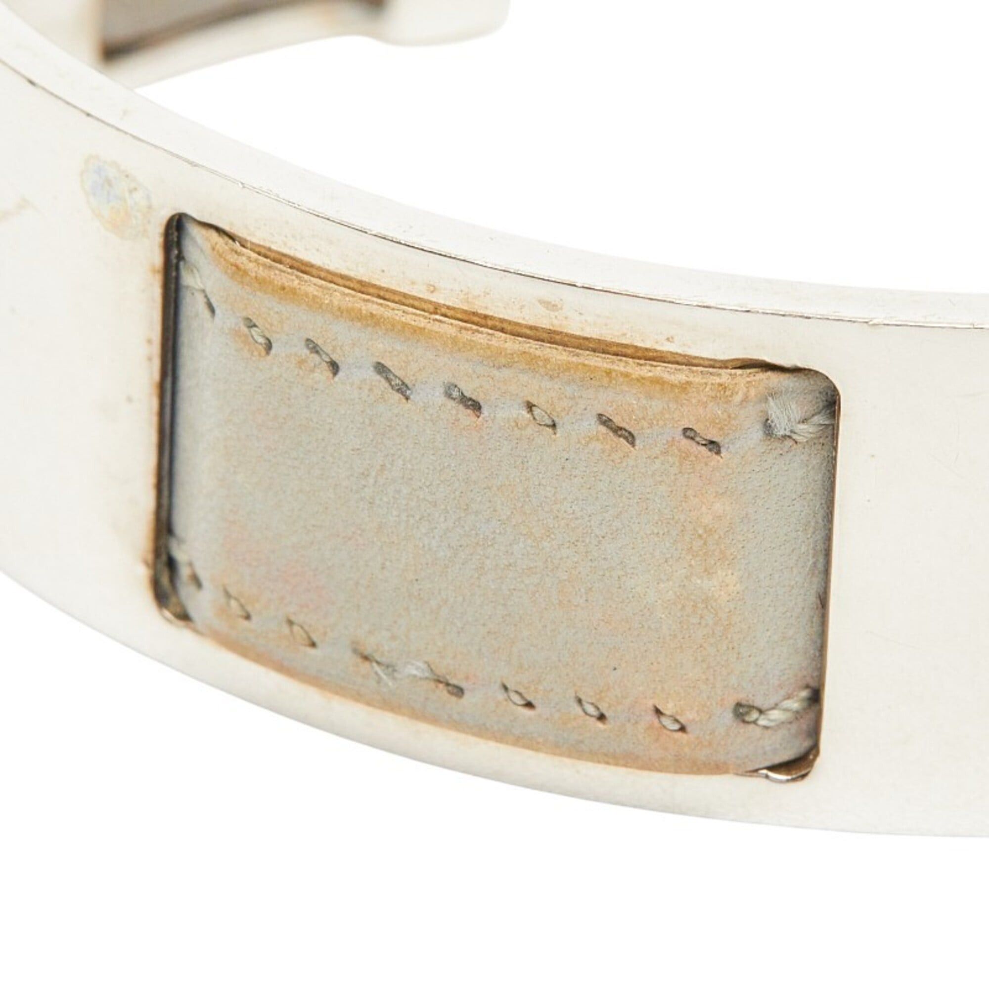 Hermes Hermes Bangle, Silver, Gray Metal, Leather, Women's Size ONE SIZE - 3 Thumbnail