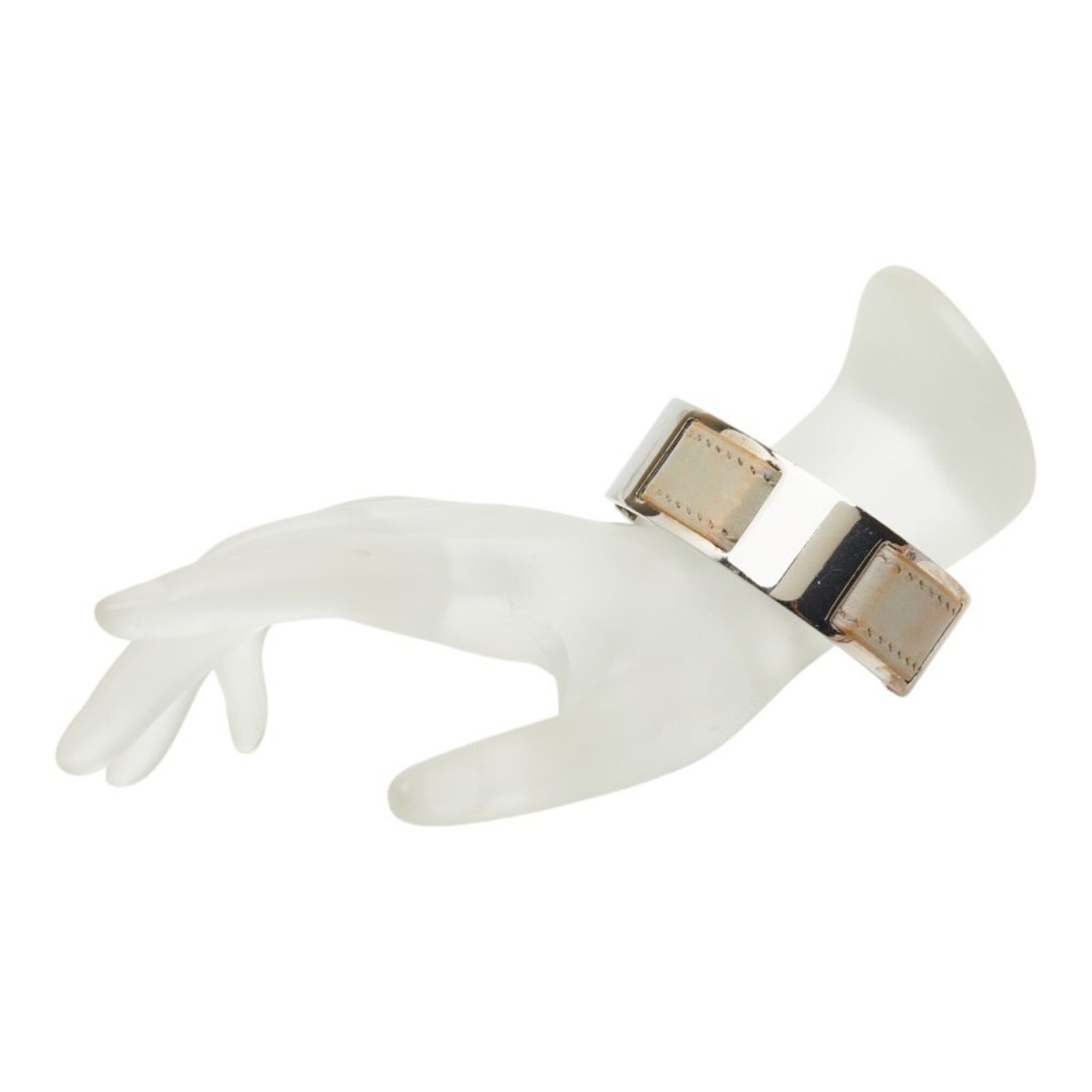 Hermes Hermes Bangle, Silver, Gray Metal, Leather, Women's Size ONE SIZE - 7 Thumbnail