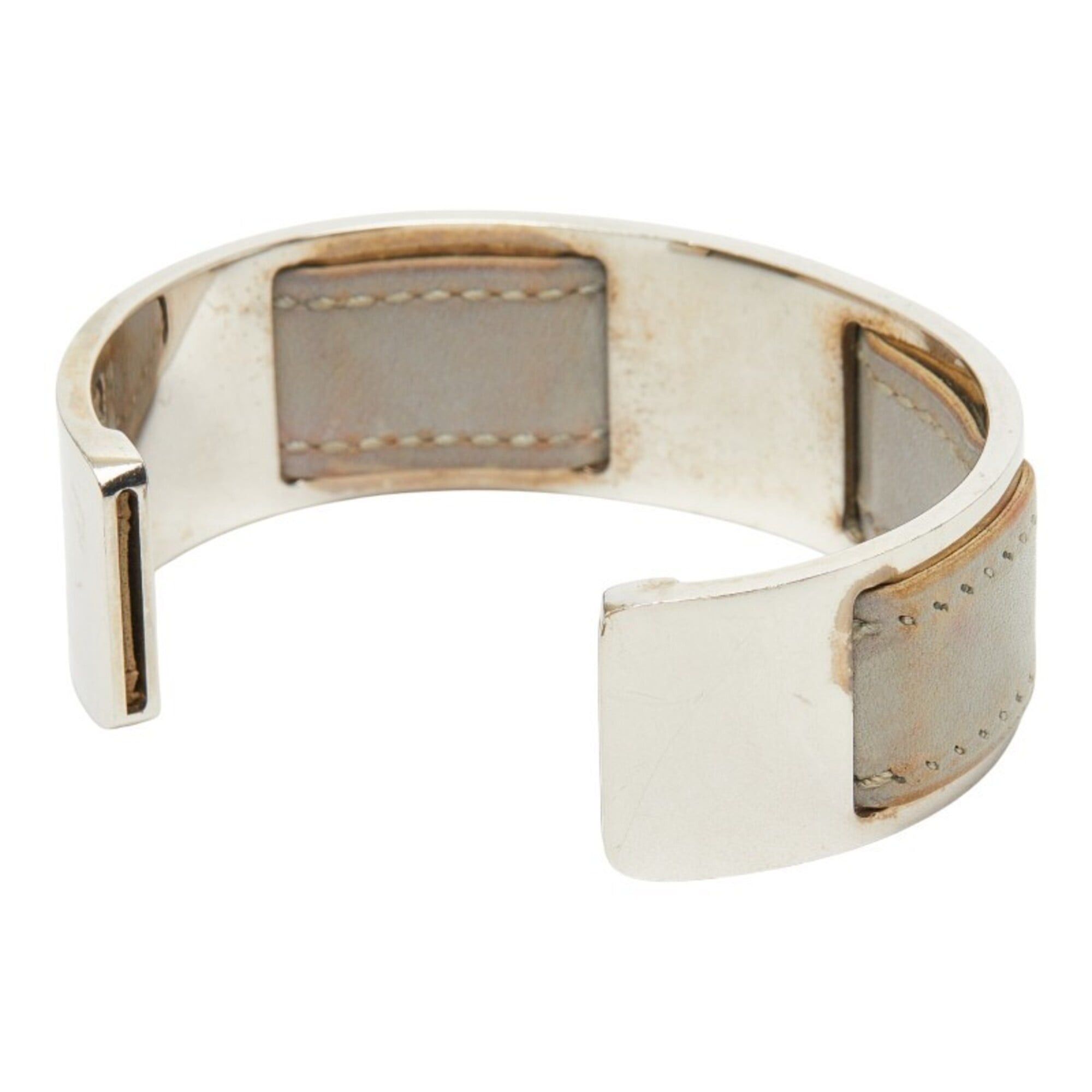 Hermes Hermes Bangle, Silver, Gray Metal, Leather, Women's Size ONE SIZE - 2 Thumbnail