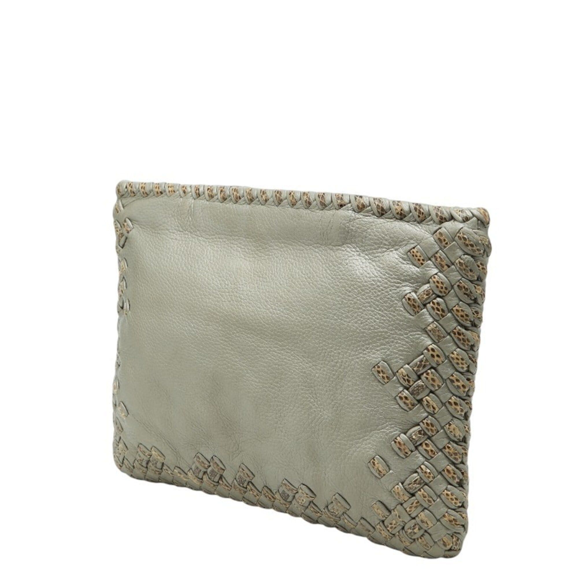 Bottega Veneta Bottega Veneta Clutch Bag, Second Gray Leather, Ayers, Women's BOTTEGAVENETA Size ONE SIZE - 2 Thumbnail