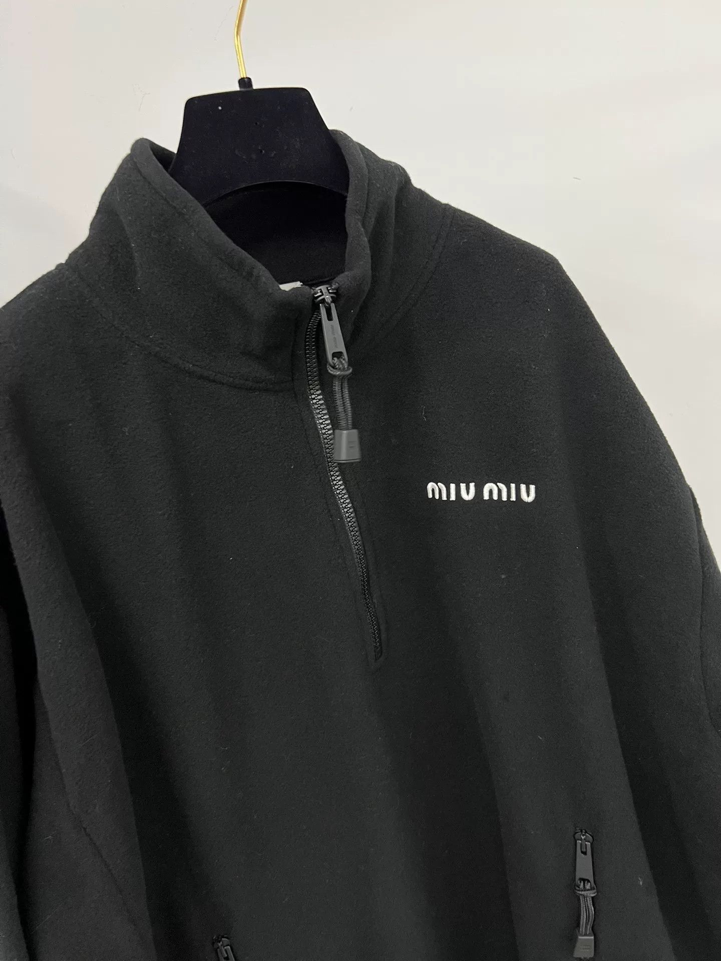 Miu Miu Miu Miu Black Half-Zip Fleece Sweatshirt Size S / US 4 / IT 40 - 3 Thumbnail