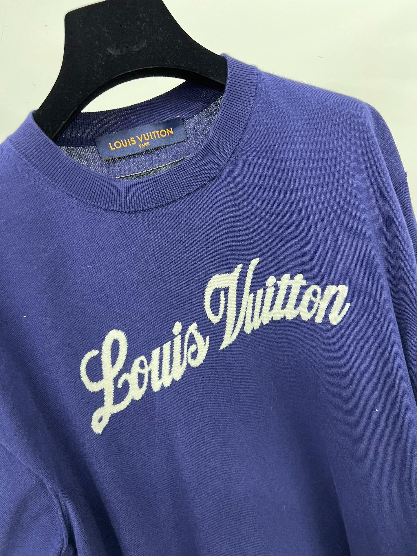 Louis Vuitton LV Blue Letter Print Knit T-Shirt Size US M / EU 48-50 / 2 - 2 Thumbnail