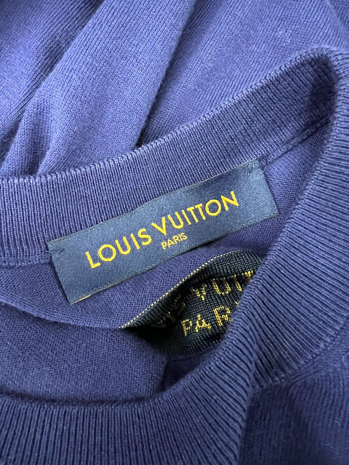 Louis Vuitton LV Blue Letter Print Knit T-Shirt Size US M / EU 48-50 / 2 - 4 Thumbnail