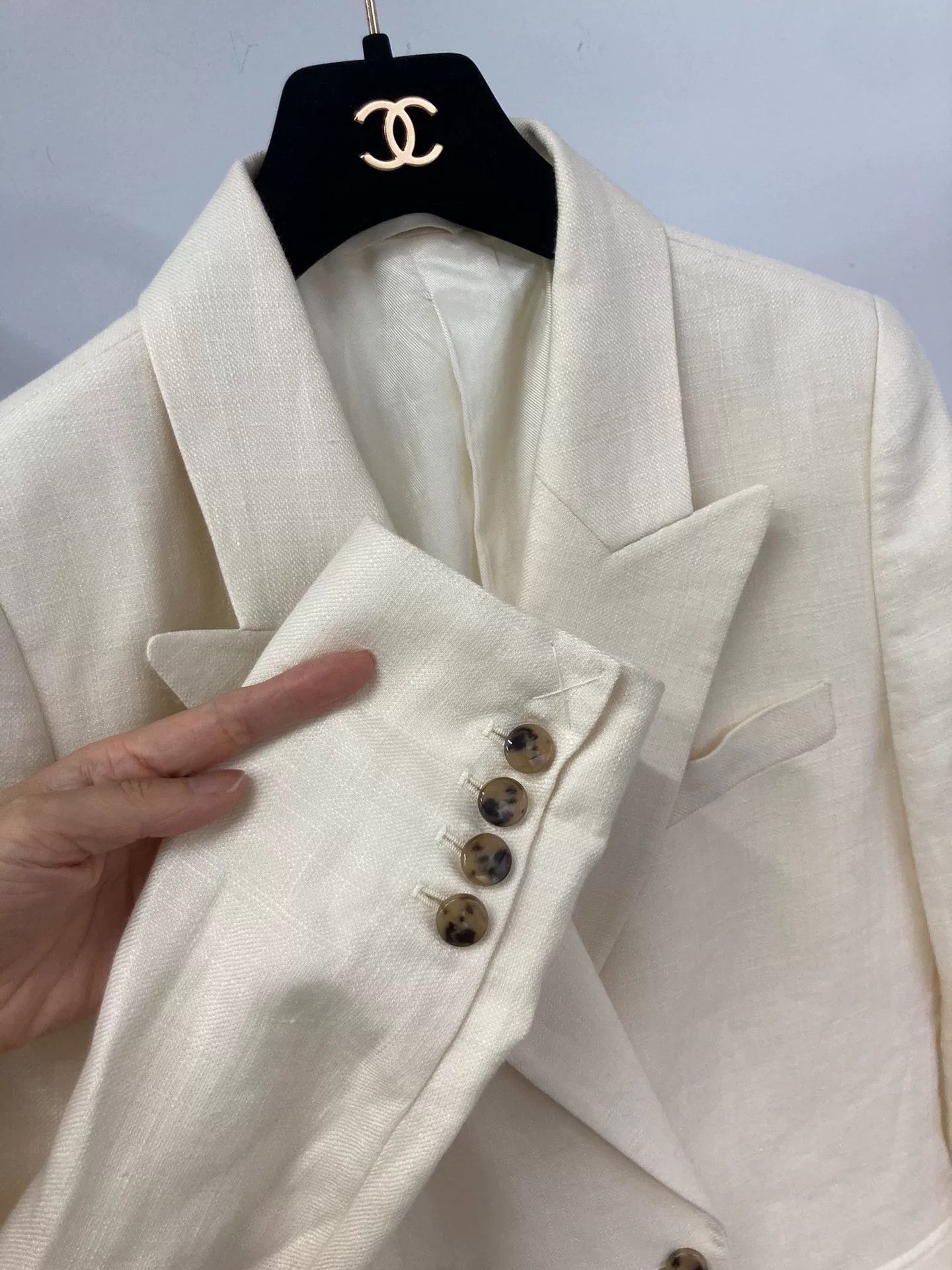 Equilibrio EQUIL White Linen Blazer Size M / US 6-8 / IT 42-44 - 3 Thumbnail