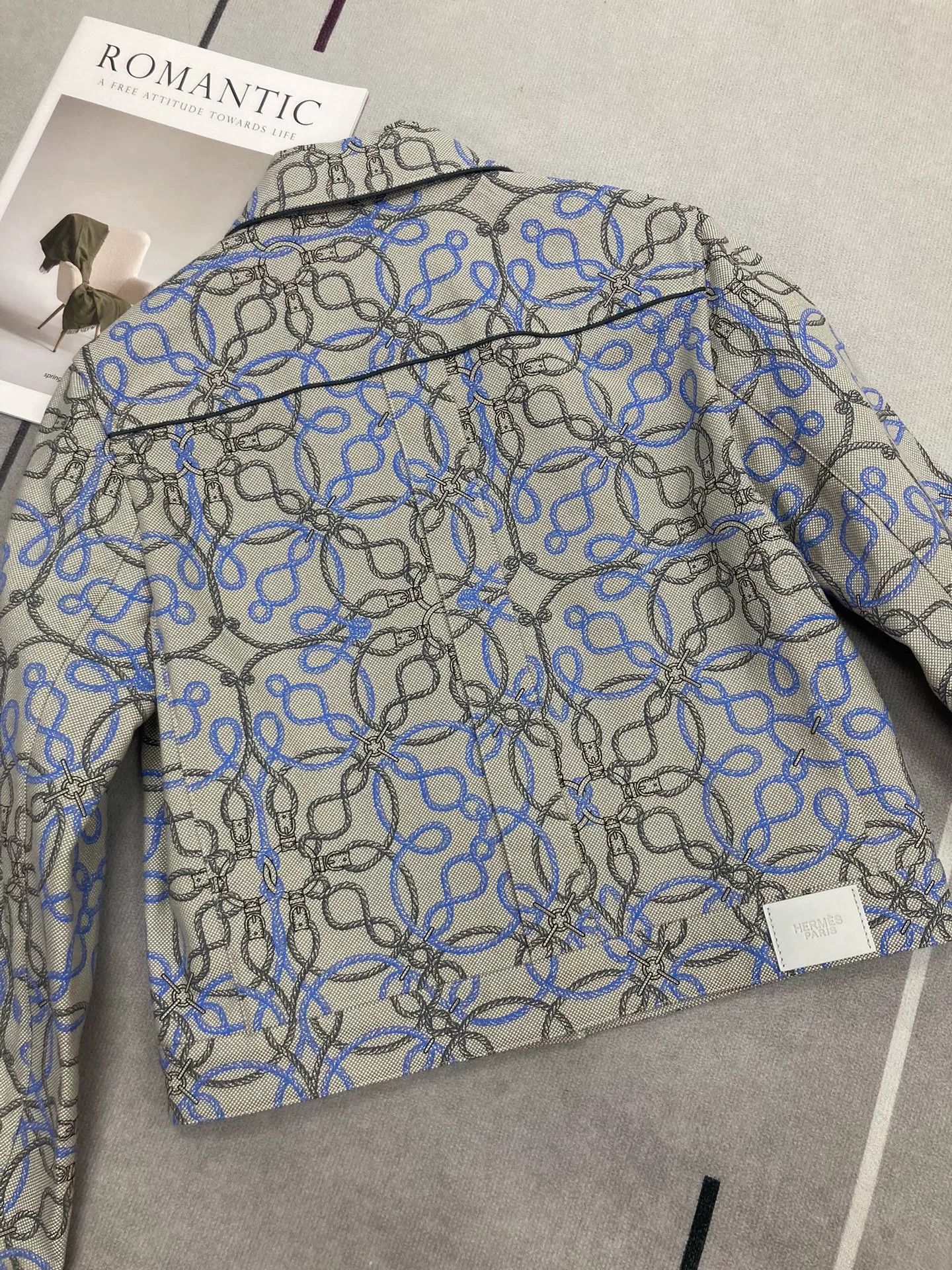 Hermes Hermes Gray Print Denim Jacket Size S / US 4 / IT 40 - 5 Thumbnail