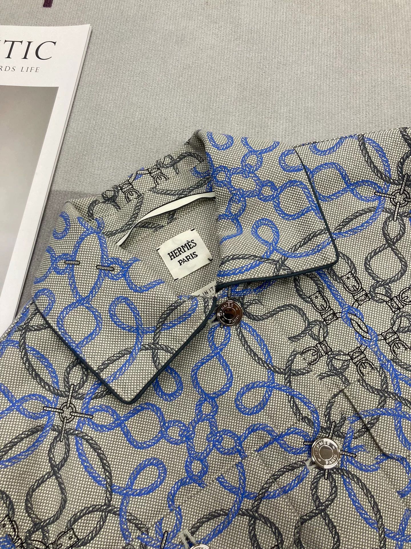 Hermes Hermes Gray Print Denim Jacket Size S / US 4 / IT 40 - 2 Thumbnail