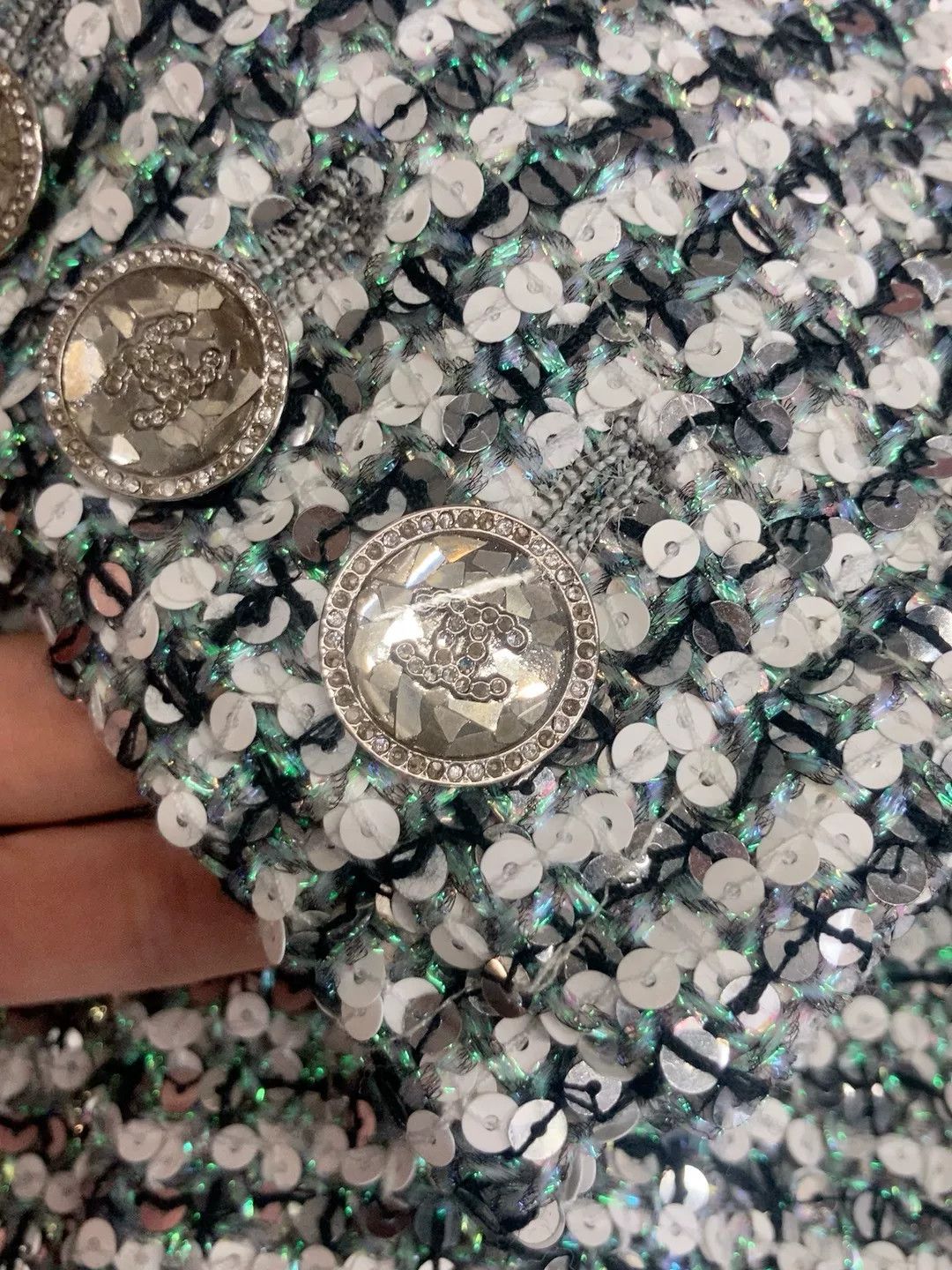 Chanel Chanel 23P Green Silver Sequin Jacket Size S / US 4 / IT 40 - 8 Thumbnail
