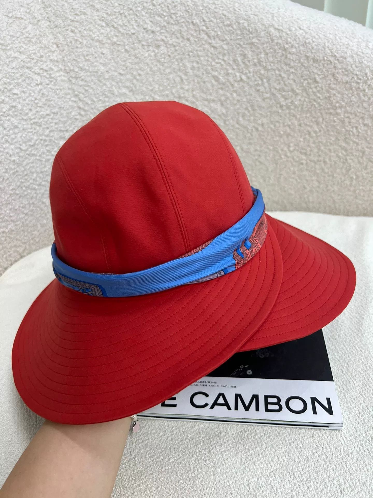 Hermes Hermes Red Silk Scarf Bucket Hat Size ONE SIZE - 5 Thumbnail