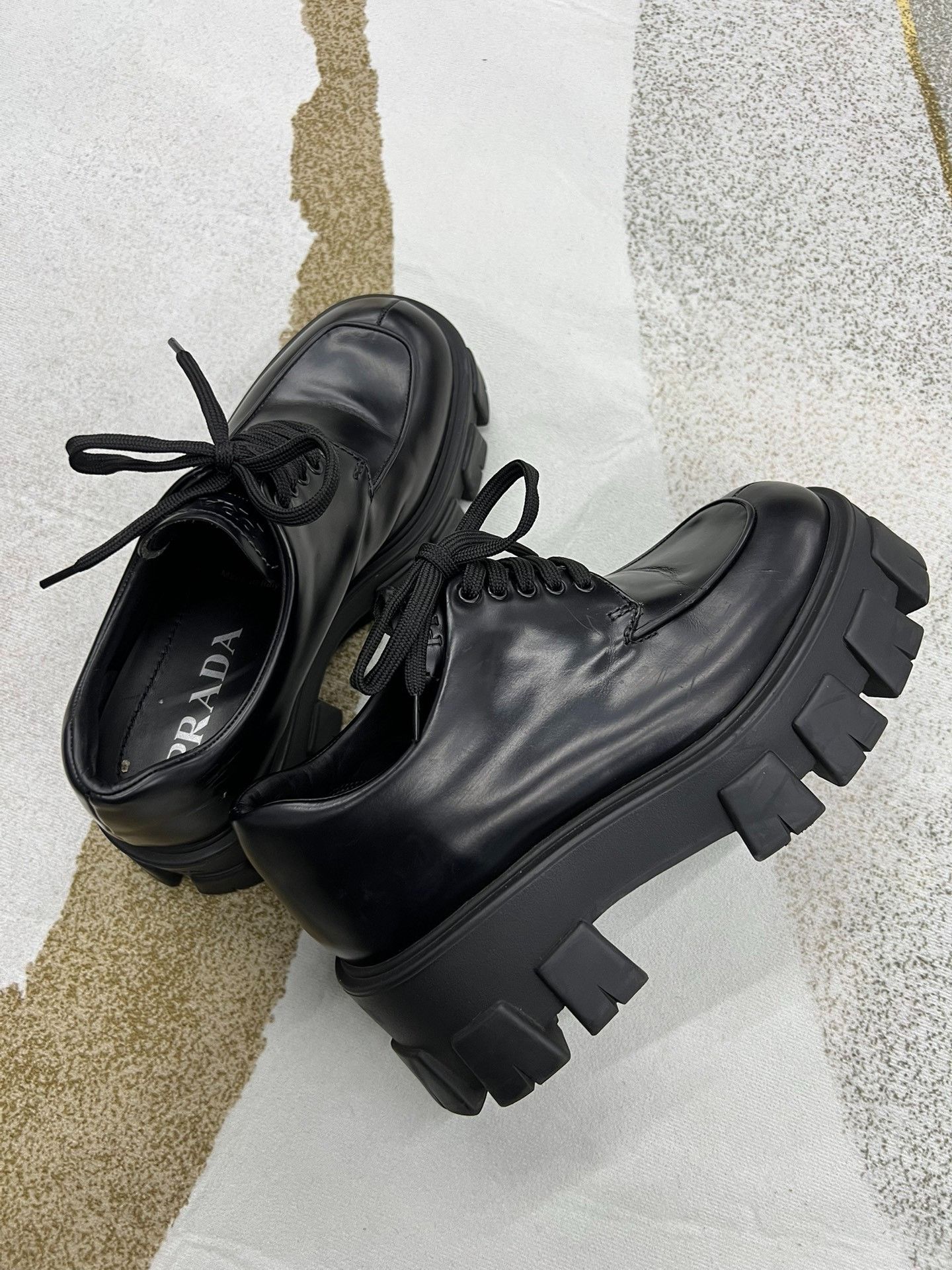 Prada Prada Gear Black Laced Thick Sole Shoes Size US 5 / IT 35 - 3 Thumbnail