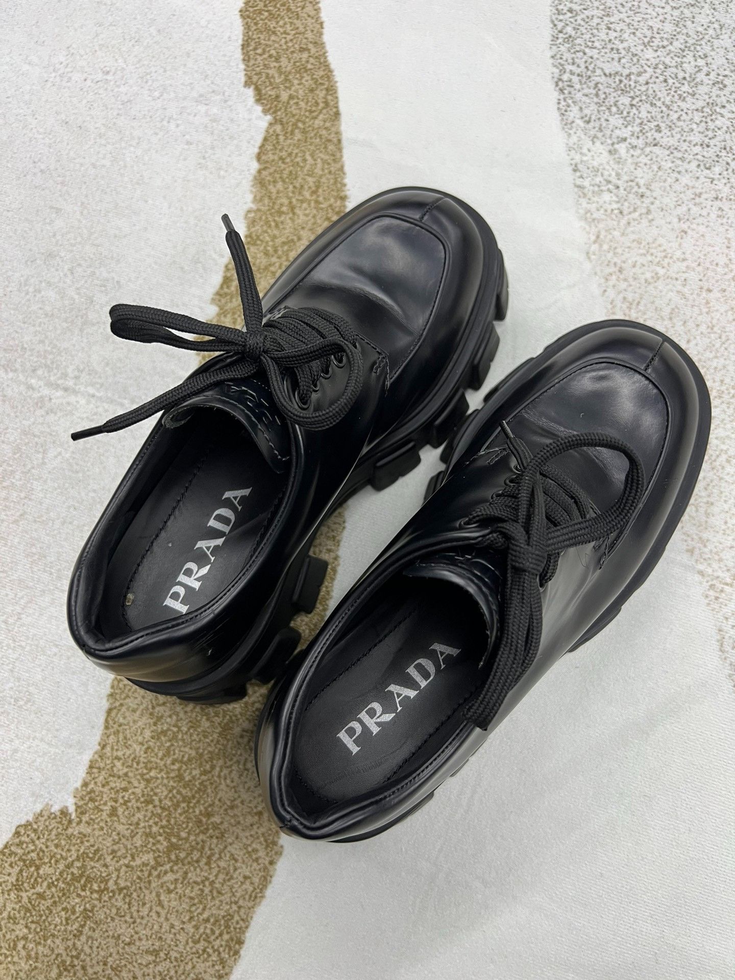 Prada Prada Gear Black Laced Thick Sole Shoes Size US 5 / IT 35 - 2 Thumbnail