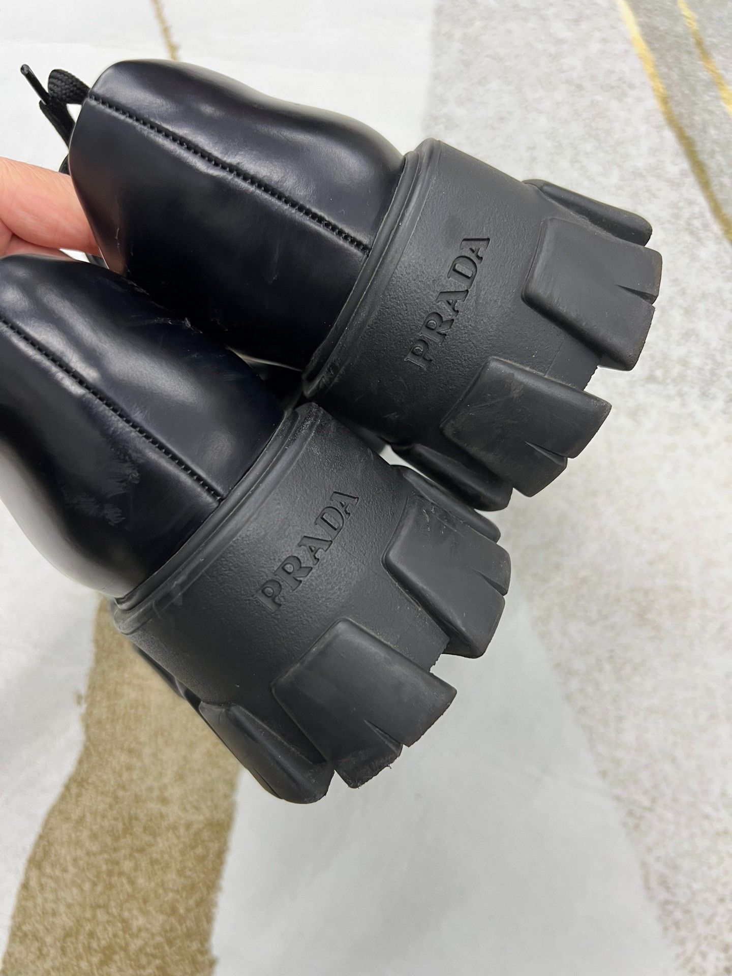 Prada Prada Gear Black Laced Thick Sole Shoes Size US 5 / IT 35 - 4 Thumbnail