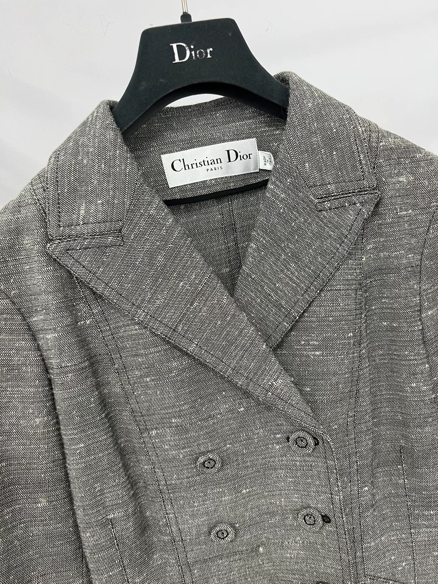 Dior Dior Gray Double-Breasted Peak Lapel Blazer Size US XXS / EU 40 - 2 Thumbnail