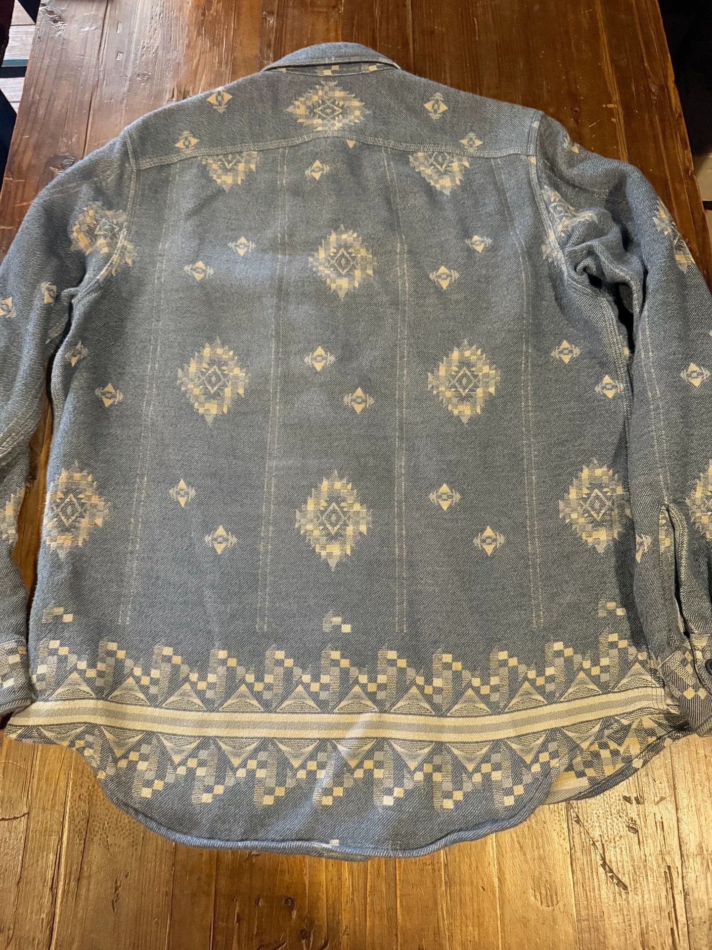 RRL Ralph Lauren RRL Gray Geometric Denim Shirt Size US M / EU 48-50 / 2 - 2 Thumbnail