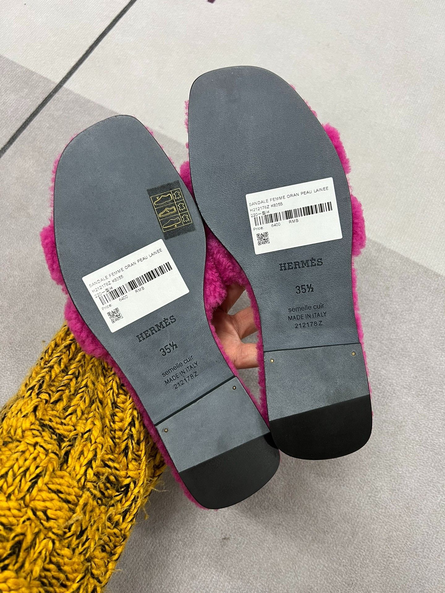 Hermes Hermes Pink Furry Teddy Slippers Size US 4.5 / IT 34.5 - 5 Thumbnail