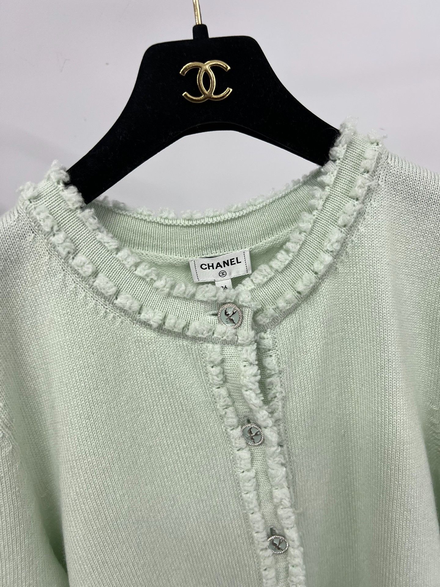 Chanel Chanel 25S Mint Green Lace Cashmere Cardigan Size XS / US 0-2 / IT 36-38 - 3 Thumbnail