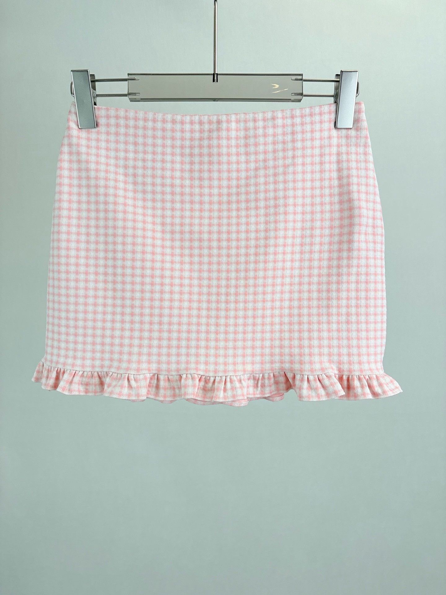 Miu Miu Miumiu Pink Houndstooth Short Skirt Size 38" / US 16 / IT 52 - 2 Thumbnail