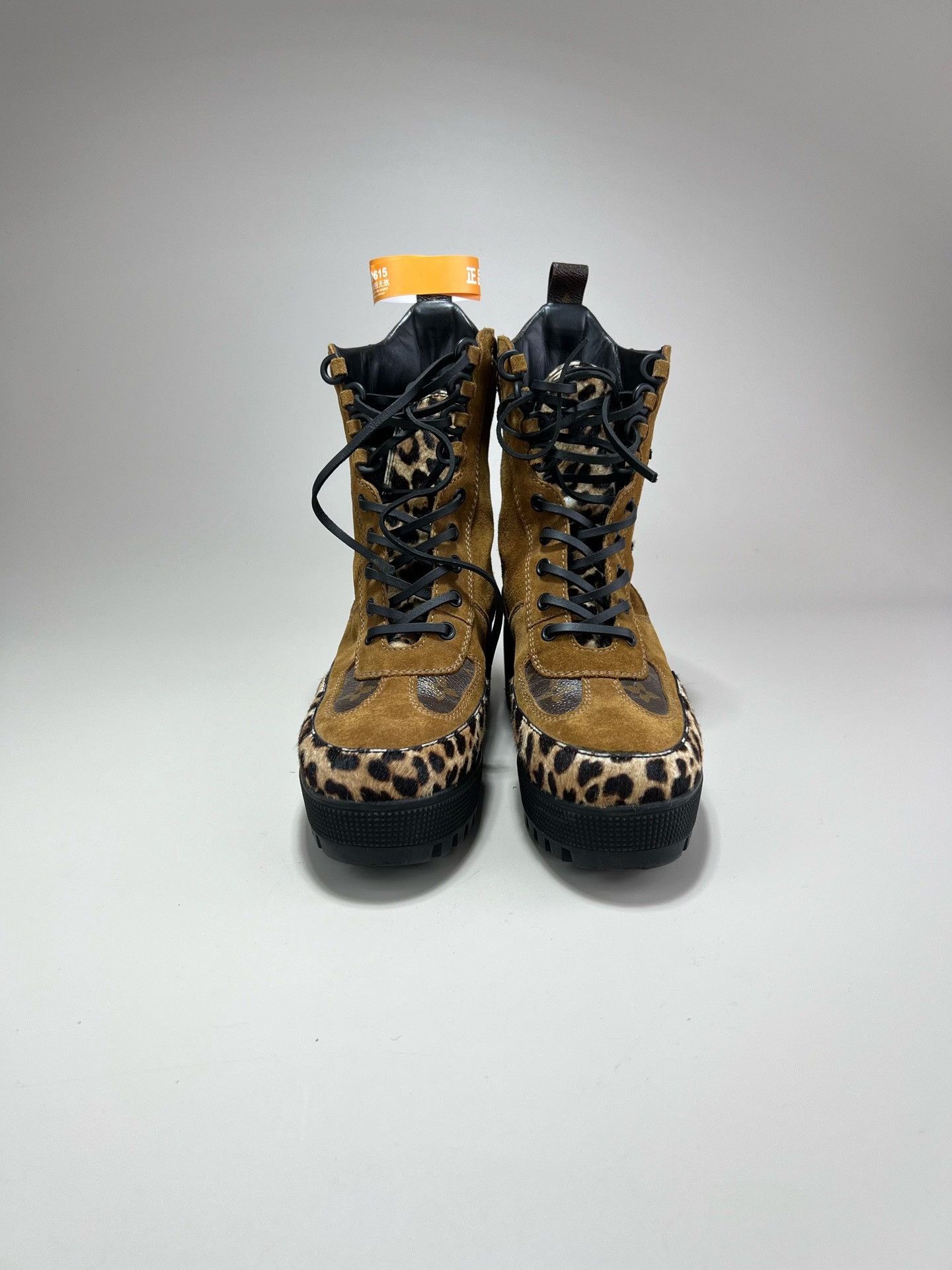 Louis Vuitton Louis Vuitton Brown Suede Leopard Martin Boots Size US 6.5 / IT 36.5 - 2 Thumbnail