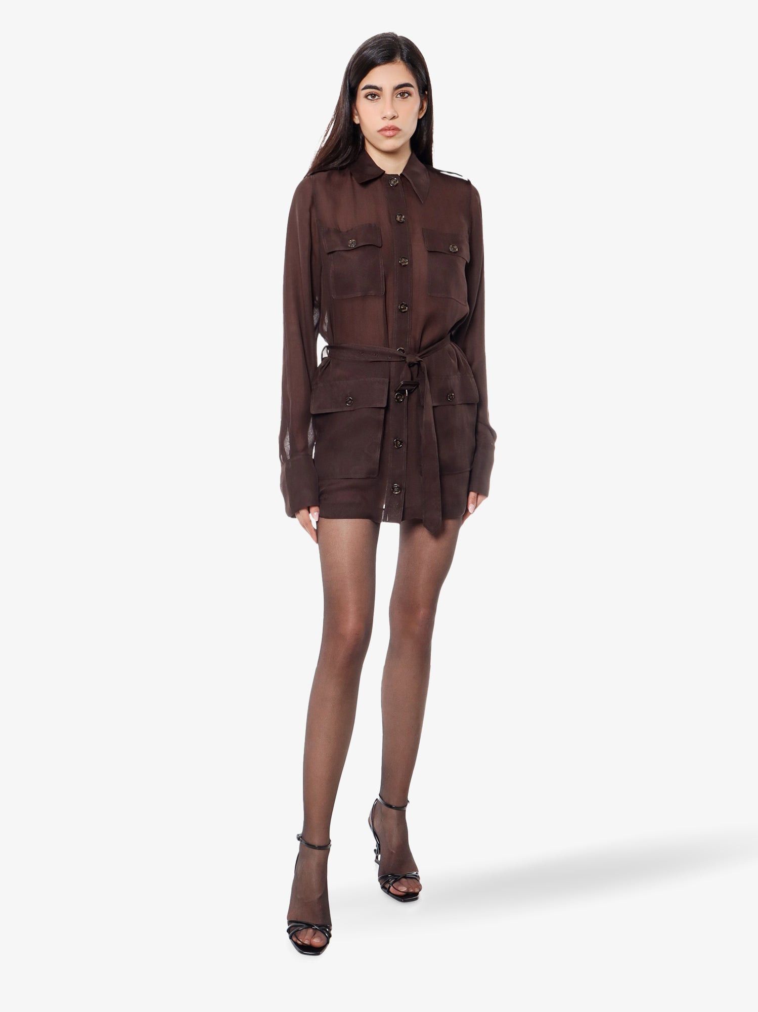 Saint Laurent Paris Biologic Silk Dress With Belt At Waist Size XS / US 0-2 / IT 36-38 - 2 Thumbnail