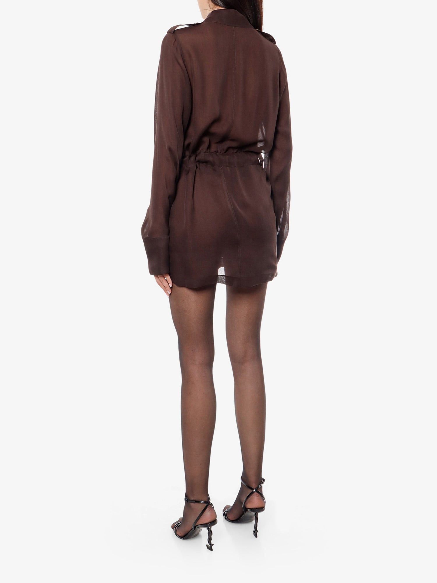 Saint Laurent Paris Biologic Silk Dress With Belt At Waist Size XS / US 0-2 / IT 36-38 - 4 Thumbnail