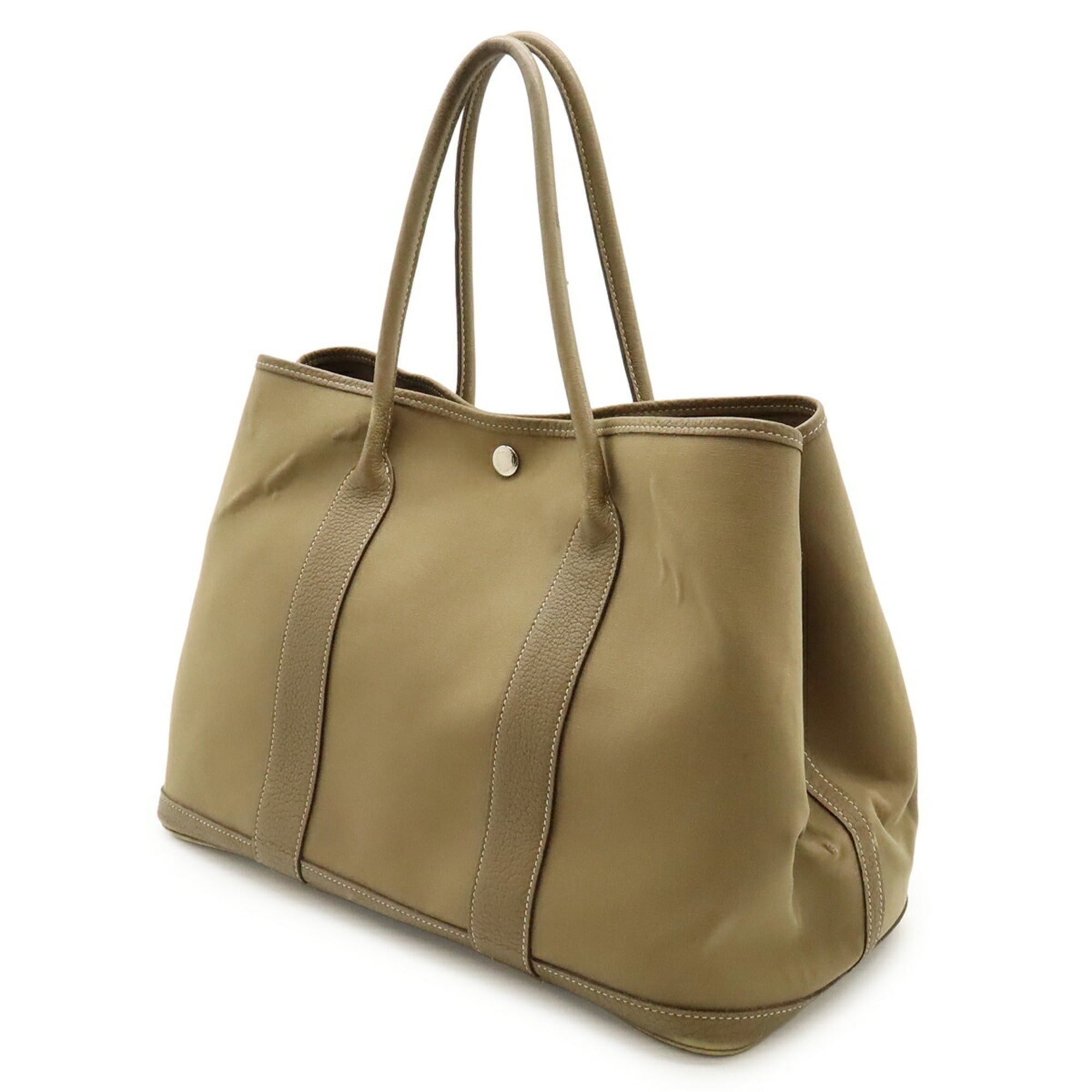 Hermes HERMES Garden PM Tote Bag Handbag Toile Officier Canvas Leather Brown Beige □Q Stamp Size ONE SIZE - 3 Thumbnail