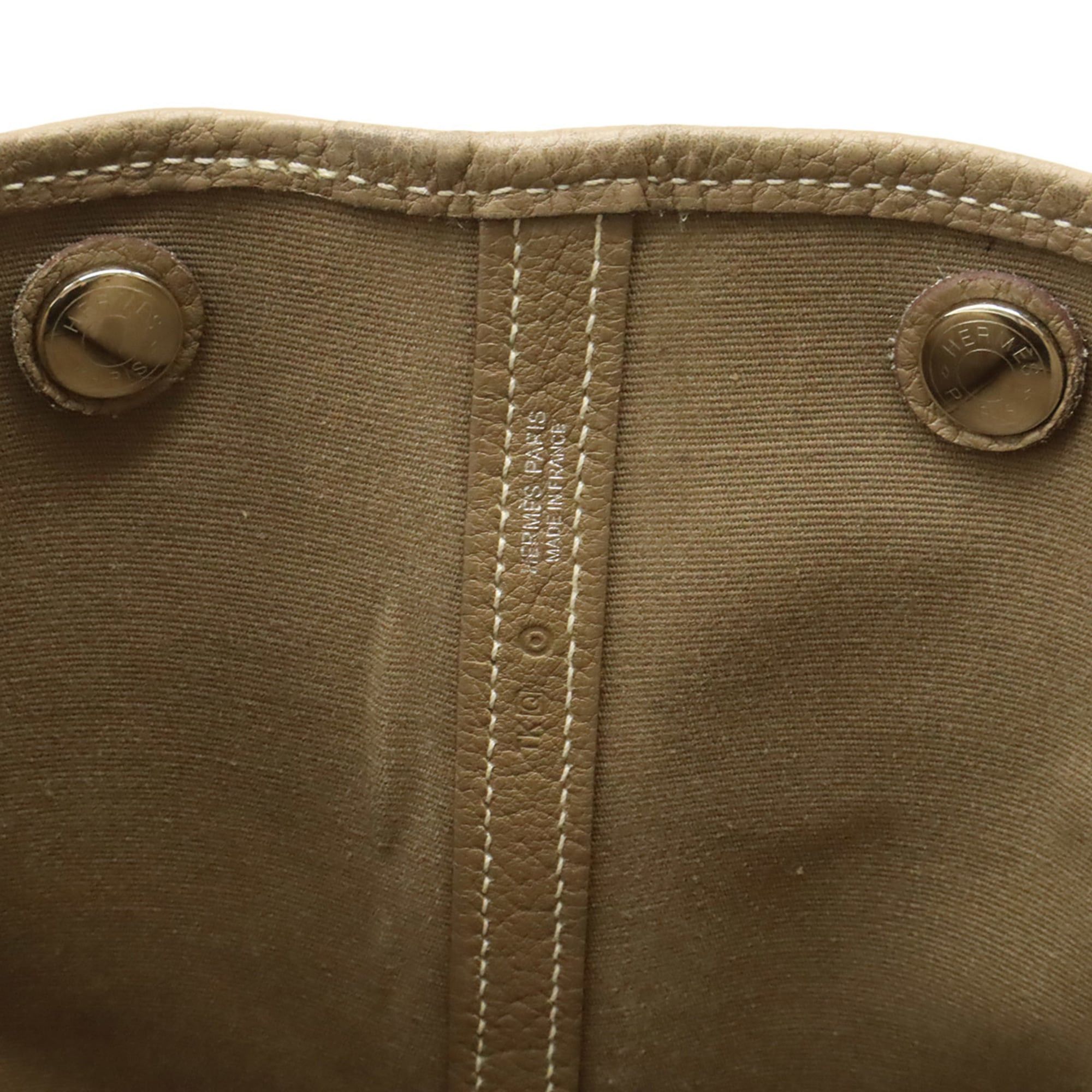 Hermes HERMES Garden PM Tote Bag Handbag Toile Officier Canvas Leather Brown Beige □Q Stamp Size ONE SIZE - 8 Thumbnail