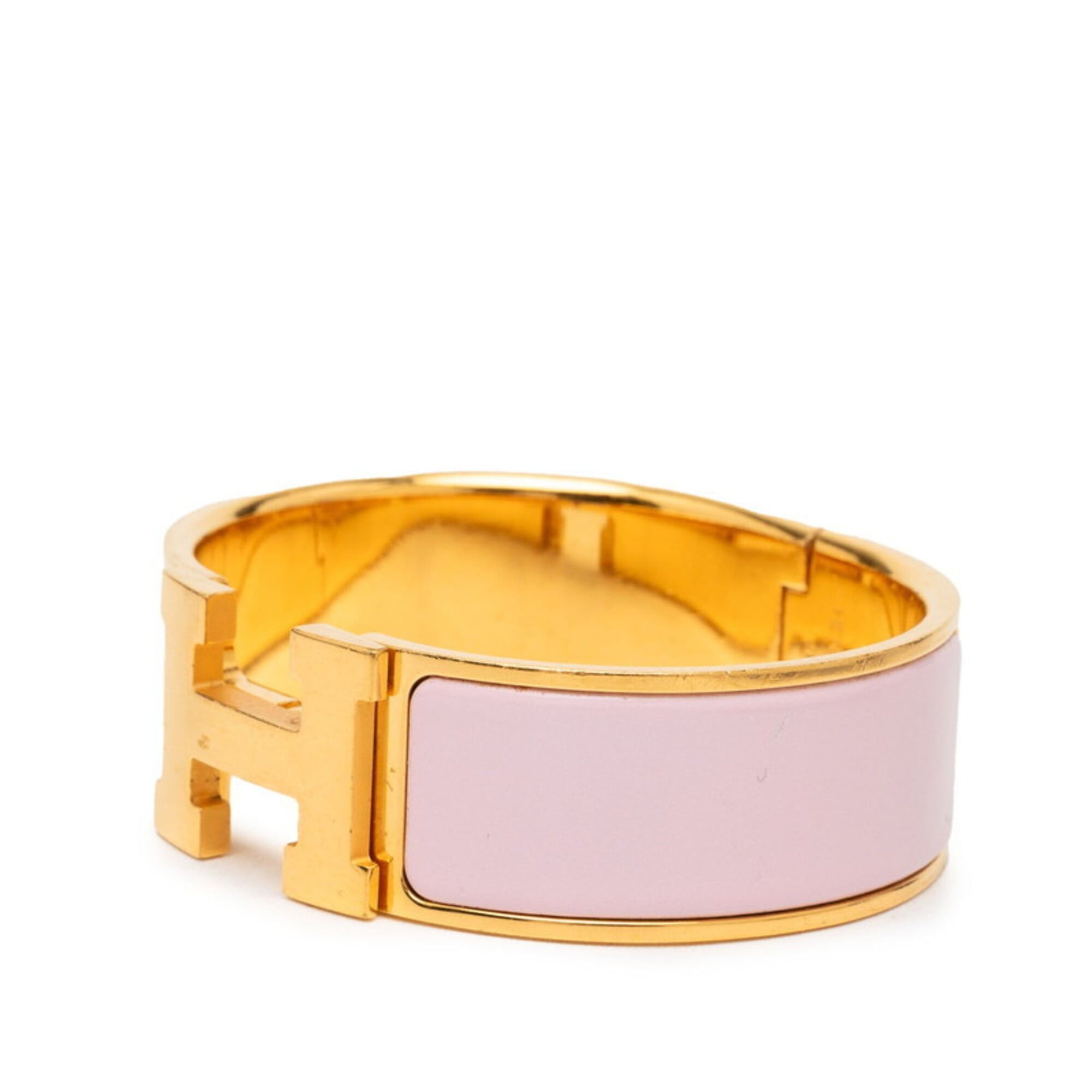 Hermes Hermes Clic Clac H GM Bangle, Gold and Pink Enamel Plated, Women's. Size ONE SIZE - 2 Thumbnail
