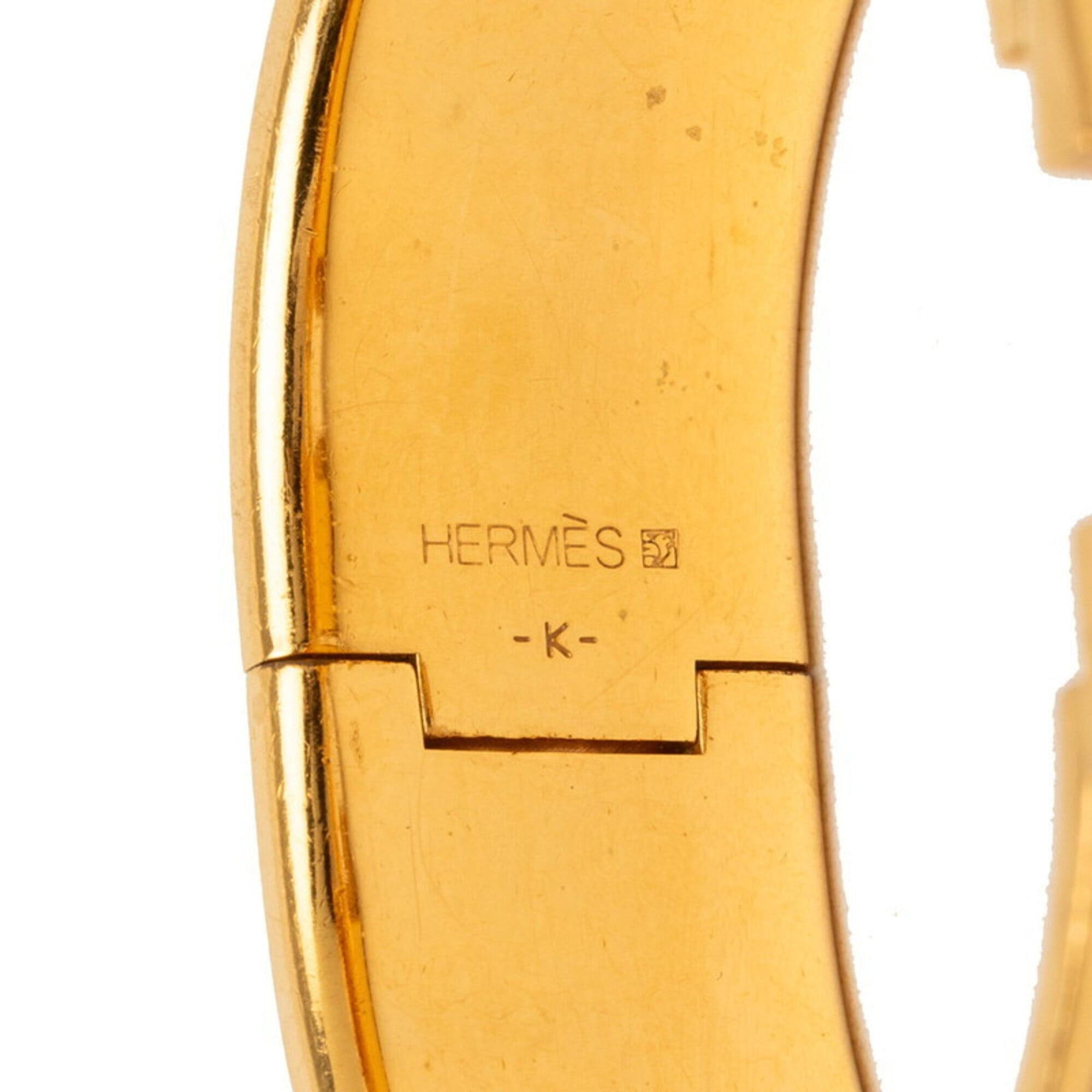 Hermes Hermes Clic Clac H GM Bangle, Gold and Pink Enamel Plated, Women's. Size ONE SIZE - 5 Thumbnail