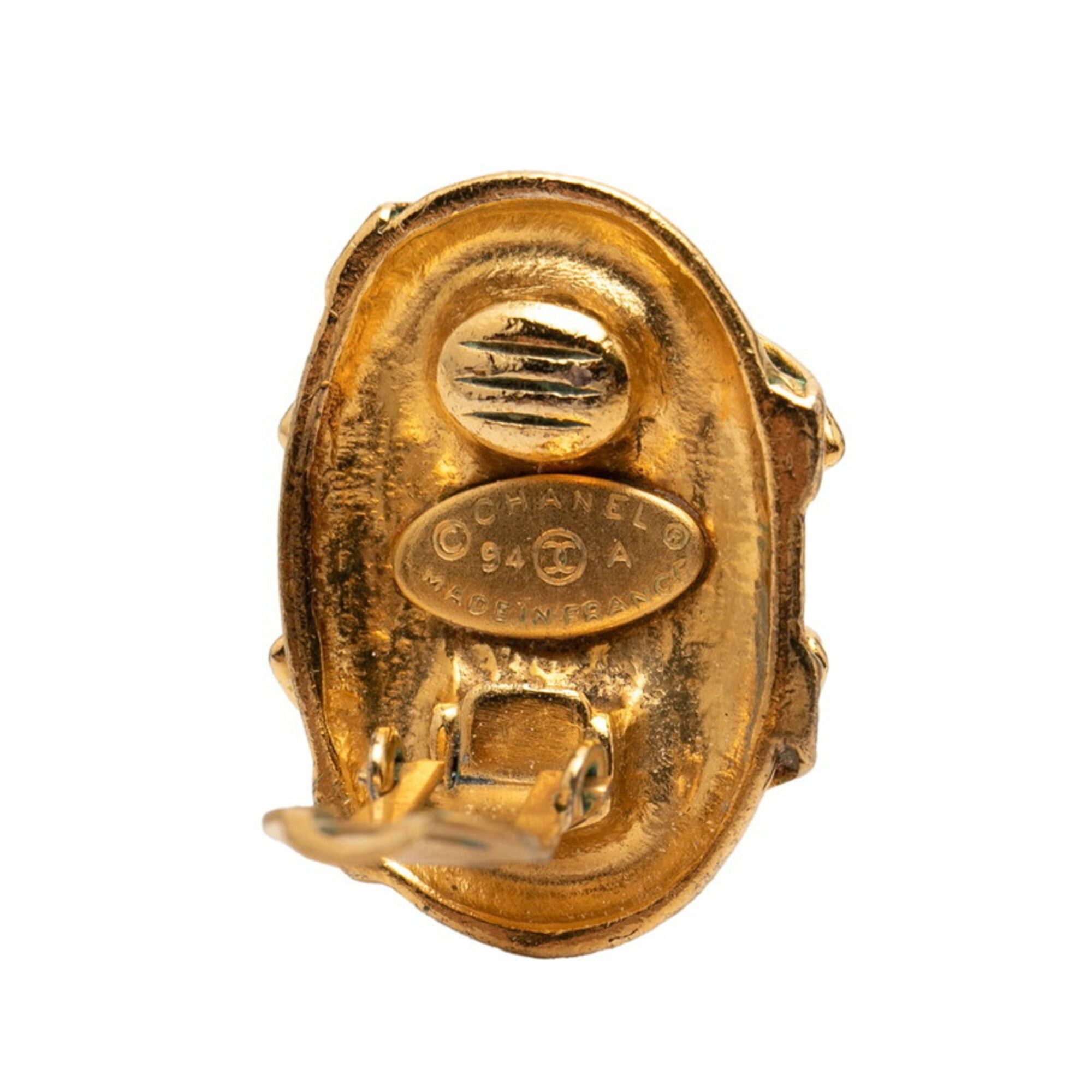 Chanel Chanel Coco Mark Vintage Oval Earrings, Gold Plated, Women's. Size ONE SIZE - 3 Thumbnail