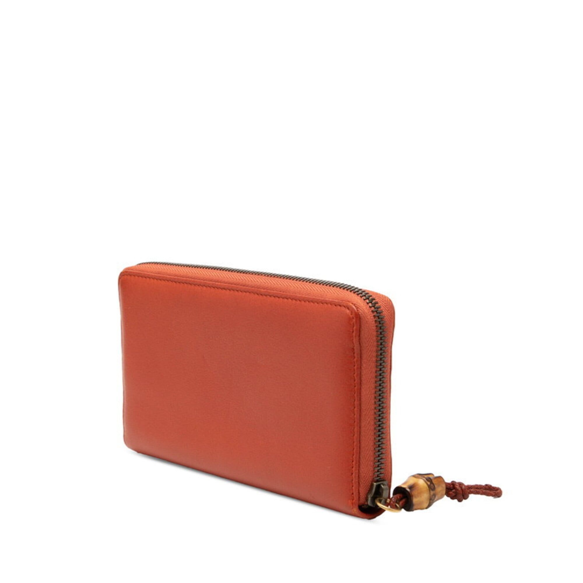 Gucci Gucci Bamboo Round Zip Long Wallet 339178 Orange Leather Women's GUCCI Size ONE SIZE - 2 Thumbnail