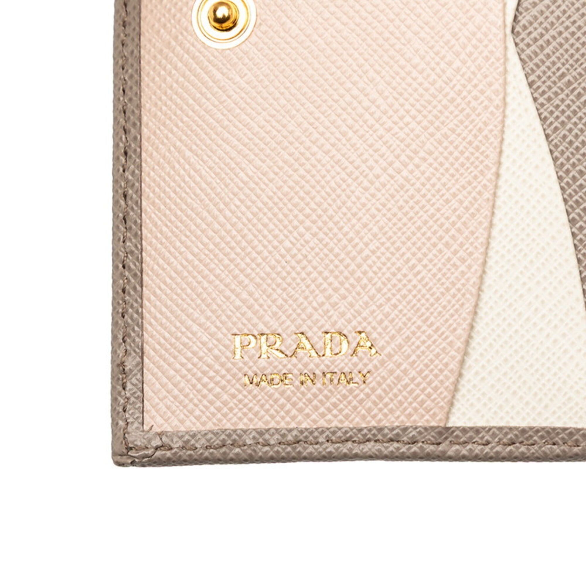 Prada Prada bi-fold wallet, gray, multicolor, Saffiano leather, women's. Size ONE SIZE - 6 Thumbnail