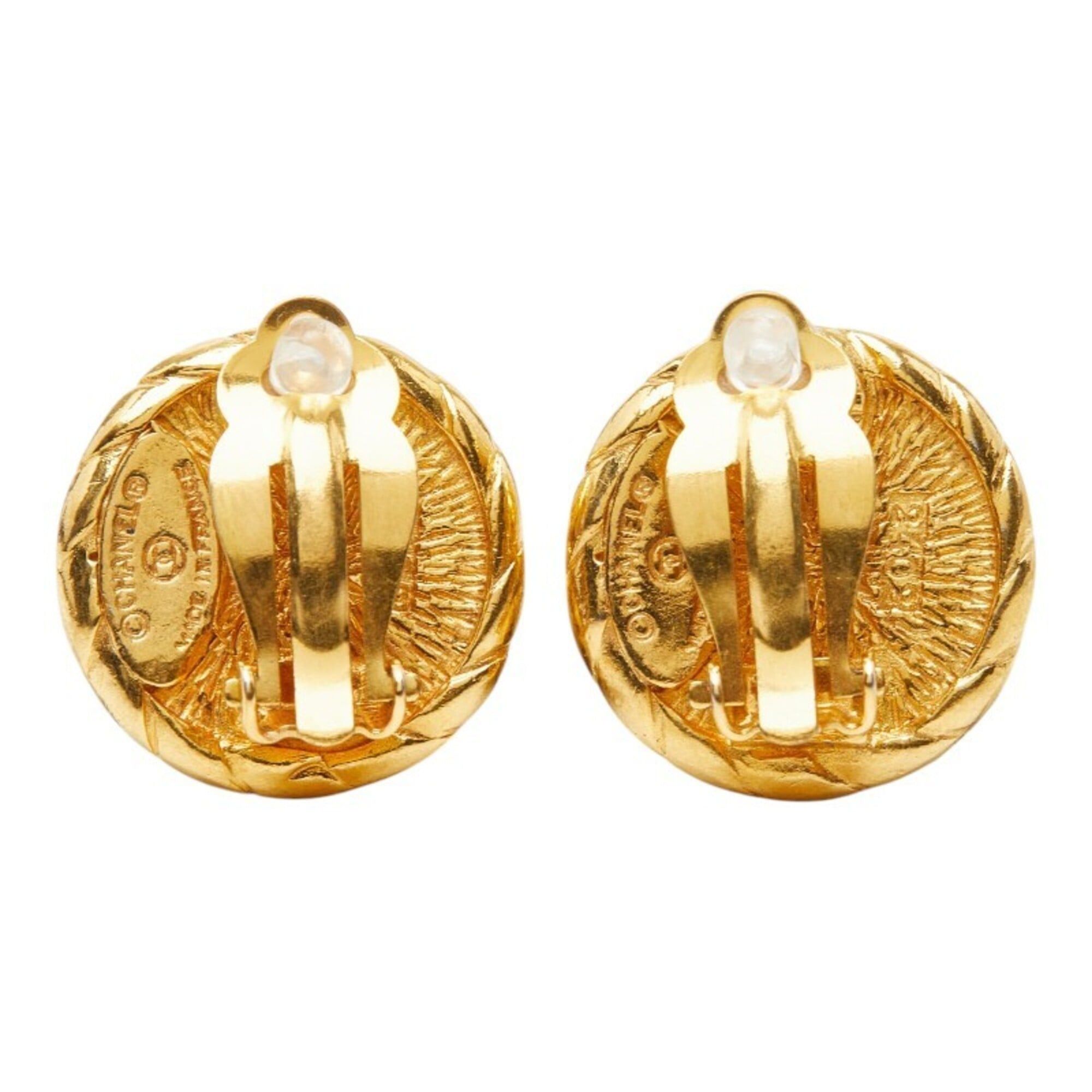 Chanel Chanel Round Earrings, Gold, Faux Pearl, Plated, Women's. Size ONE SIZE - 3 Thumbnail
